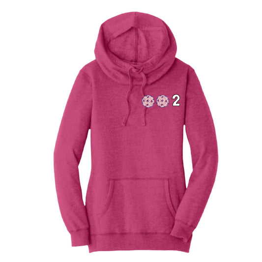 002 With Pickleballs (Stars) | Women’s Cowl-Neck Hoodie Pickleball Sweatshirt | 55% Cotton 45% Poly Fleece