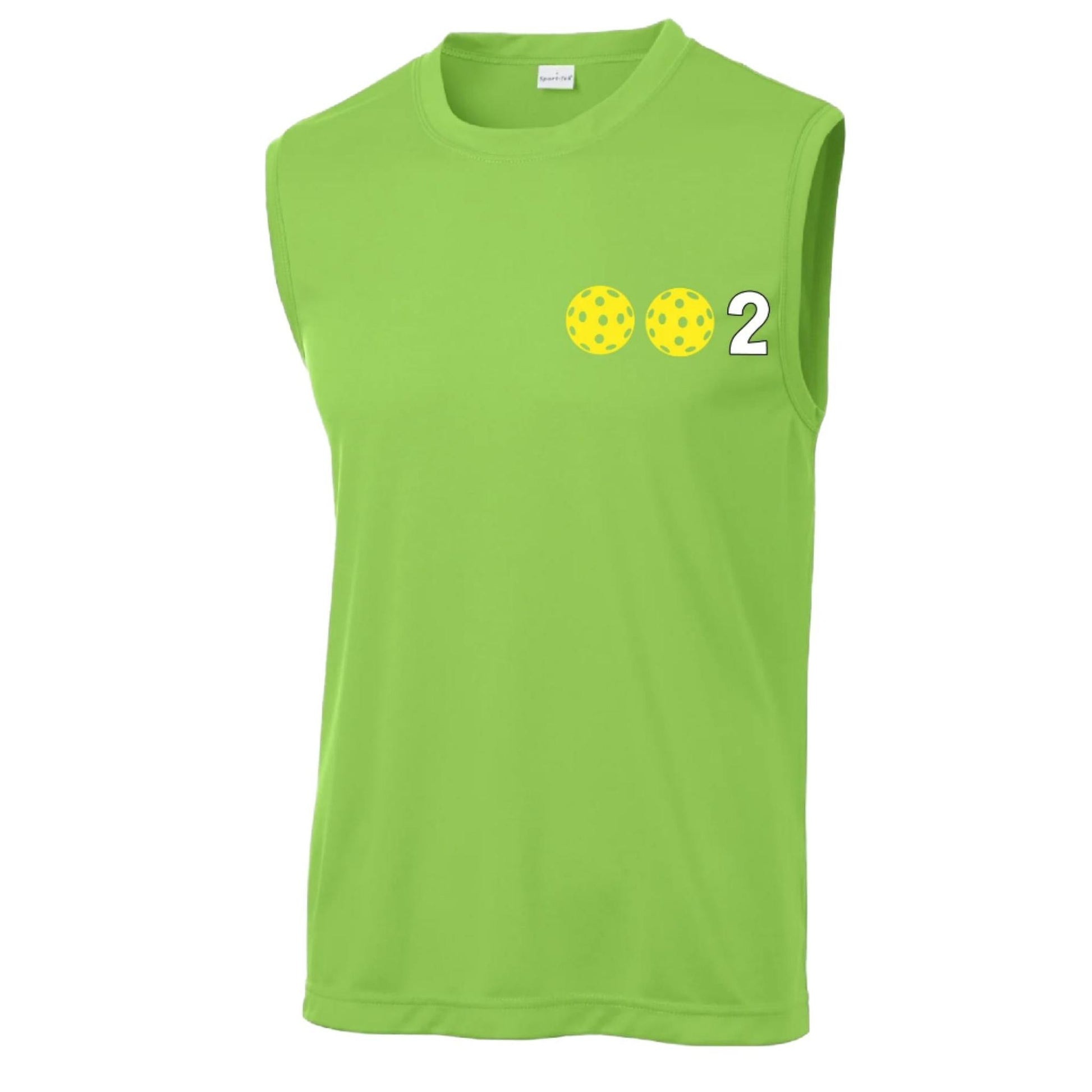 002 With Pickleballs (Yellow White Cyan Green Orange) Customizable | Men's Sleeveless Pickleball Performance T-Shirt | 100% Polyester