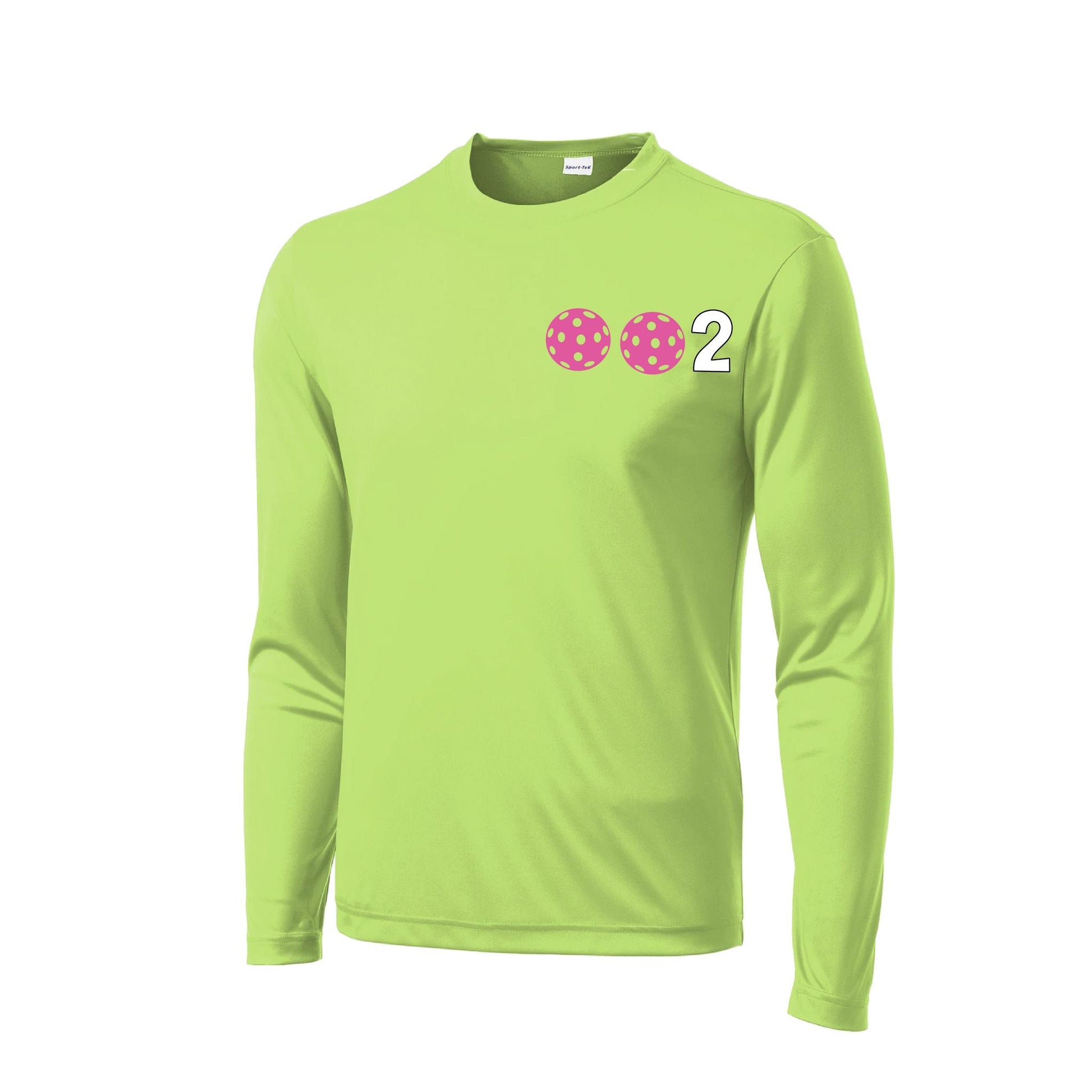 002 With Pickleballs (Yellow White Pink) Customizable | Men's Long Sleeve Athletic Performance T-Shirt | 100% Polyester