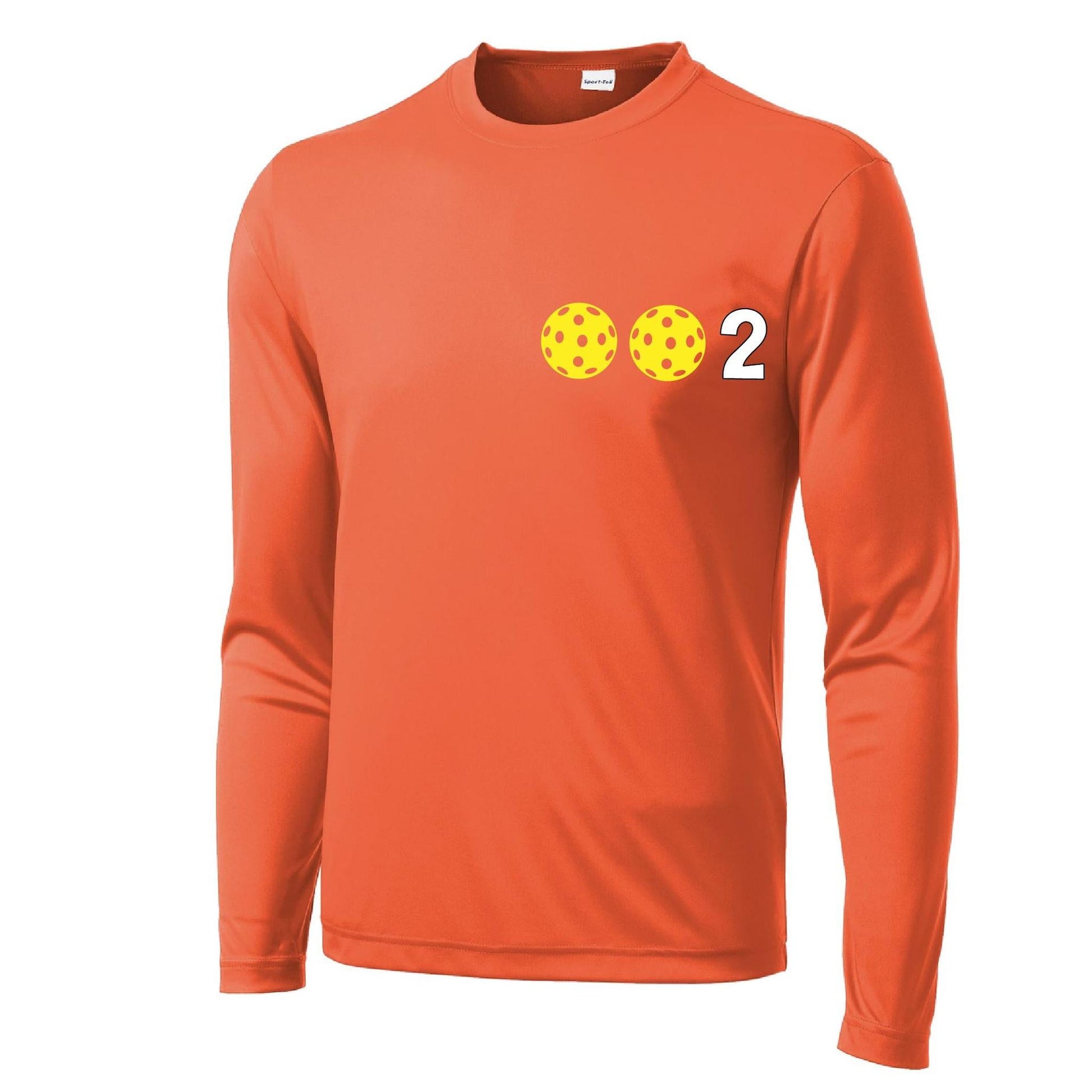 002 With Pickleballs (Yellow White Pink) Customizable | Men's Long Sleeve Athletic Performance T-Shirt | 100% Polyester