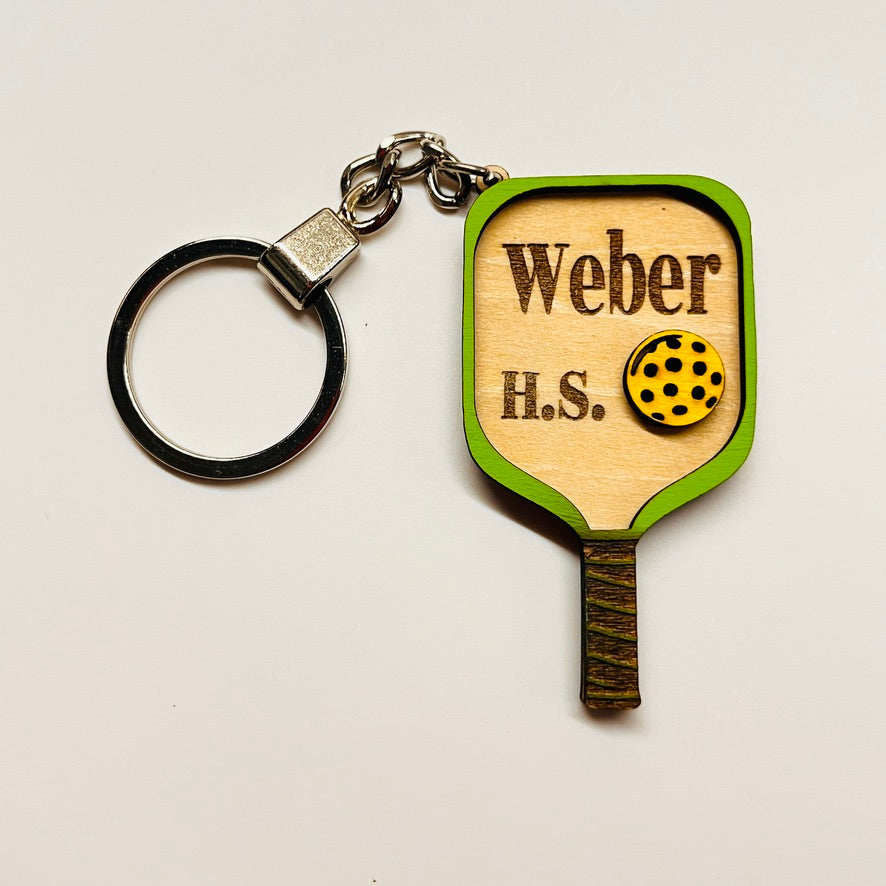 Set of 10 Weber Custom Pickleball Paddle Keychain, Personalized Balsa Wood Keychain, Pickleball Player Gift, Pickleball Team Gift, Paddle Bag Charm