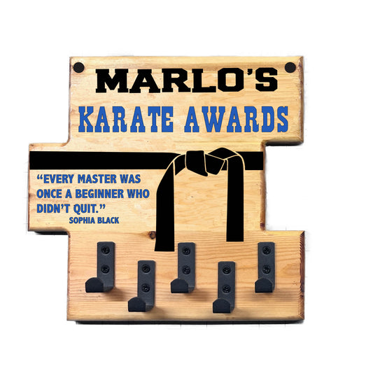 Custom Karate "Every Master Was Once a Beginner Who Didn't Quit" Trophy Display Rack | Sports Tournament Award Hanger