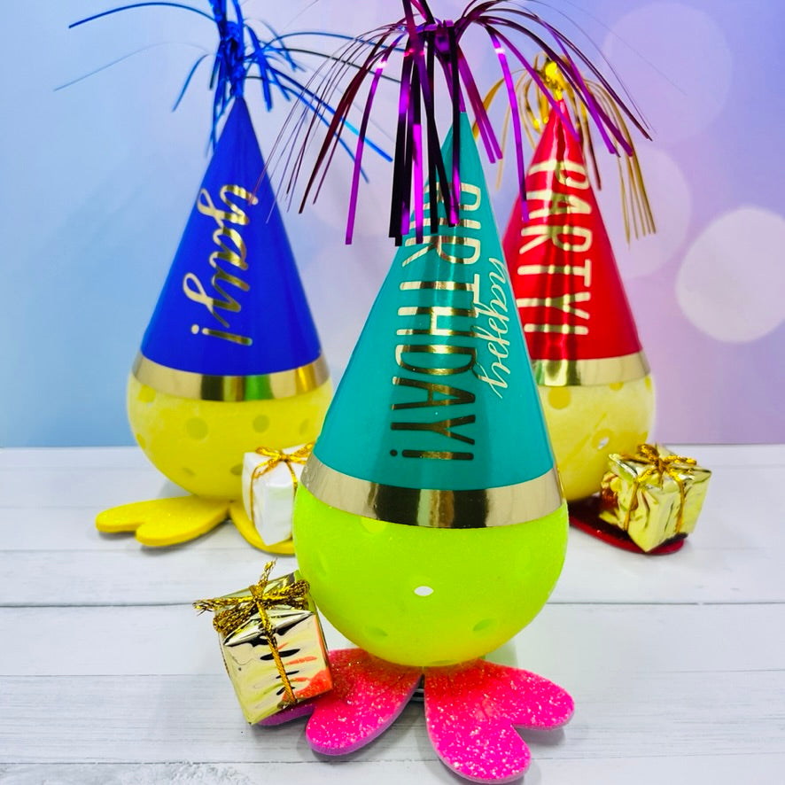 Celebration Pickleball Cake And Cupcake Toppers (Full Size Pickleballs) | Fun Pickleball Gifts