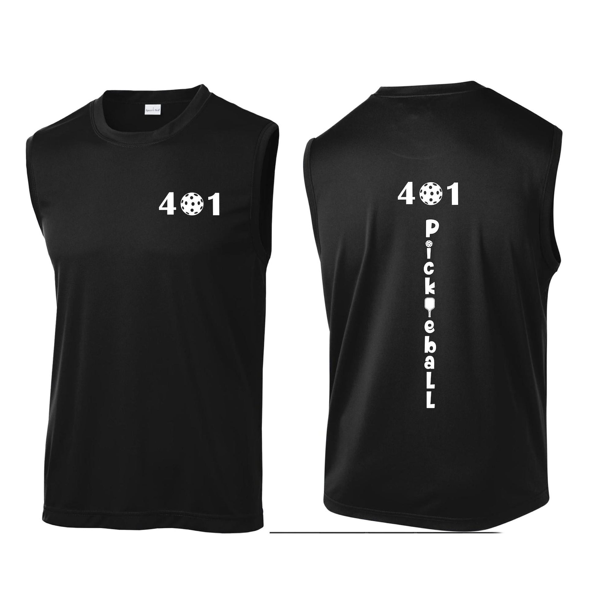 401 Rhode Island Pickleball Club | Men's Sleeveless Pickleball Performance T-Shirt | 100% Polyester