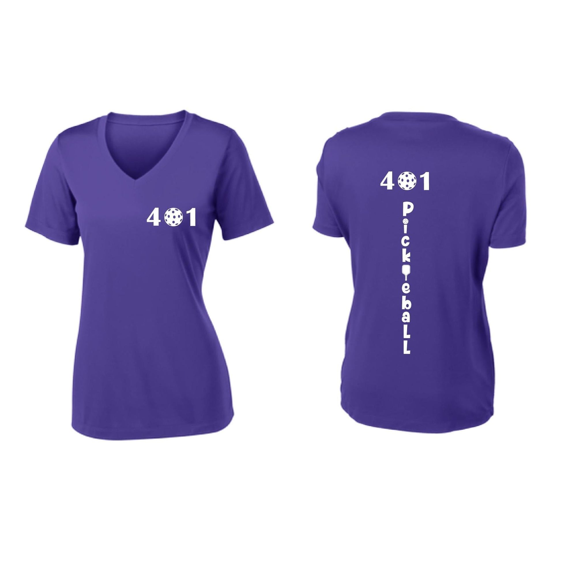 401 Rhode Island Pickleball Club | Women's Short Sleeve V-Neck Pickleball Performance T-Shirts | 100% Polyester
