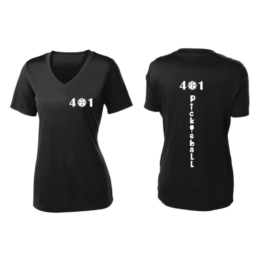 401 Rhode Island Pickleball Club | Women's Short Sleeve V-Neck Pickleball Performance T-Shirts | 100% Polyester