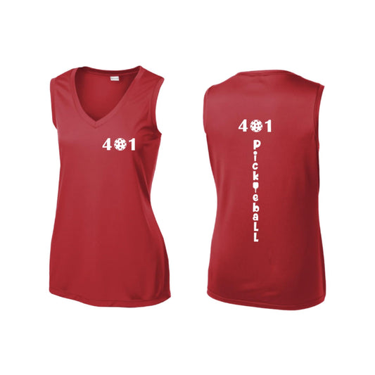 401 Rhode Island Pickleball Club | Women’s Sleeveless Athletic Shirt | 100% Polyester
