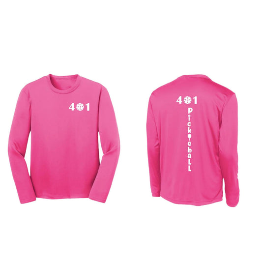 401 Rhode Island Pickleball Club | Youth Long Sleeve Pickleball Performance T-Shirts | 100% Polyester