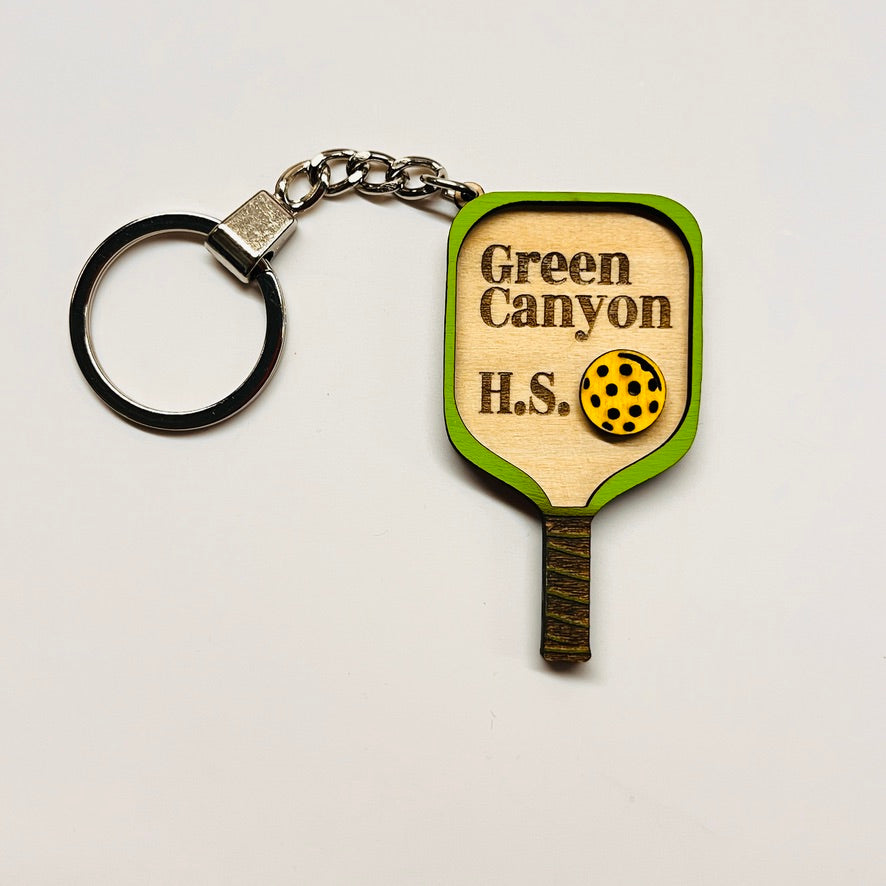 Set of 10 Green Canyon Custom Pickleball Paddle Keychain, Personalized Balsa Wood Keychain, Pickleball Player Gift, Pickleball Team Gift, Paddle Bag Charm