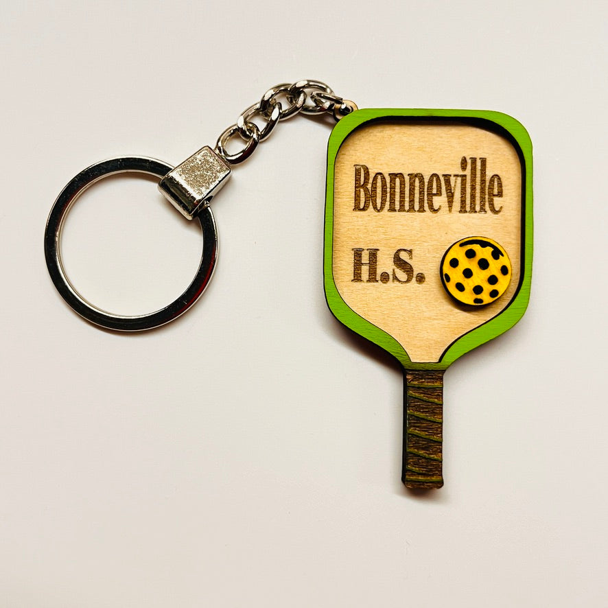 Set of 10 Bonneville Custom Pickleball Paddle Keychain, Personalized Balsa Wood Keychain, Pickleball Player Gift, Pickleball Team Gift, Paddle Bag Charm