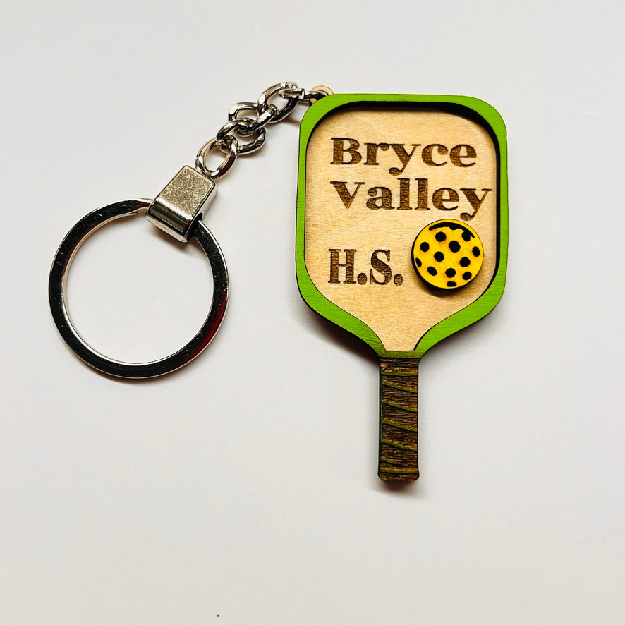 Set of 10 Bryce Valley Custom Pickleball Paddle Keychain, Personalized Balsa Wood Keychain, Pickleball Player Gift, Pickleball Team Gift, Paddle Bag Charm