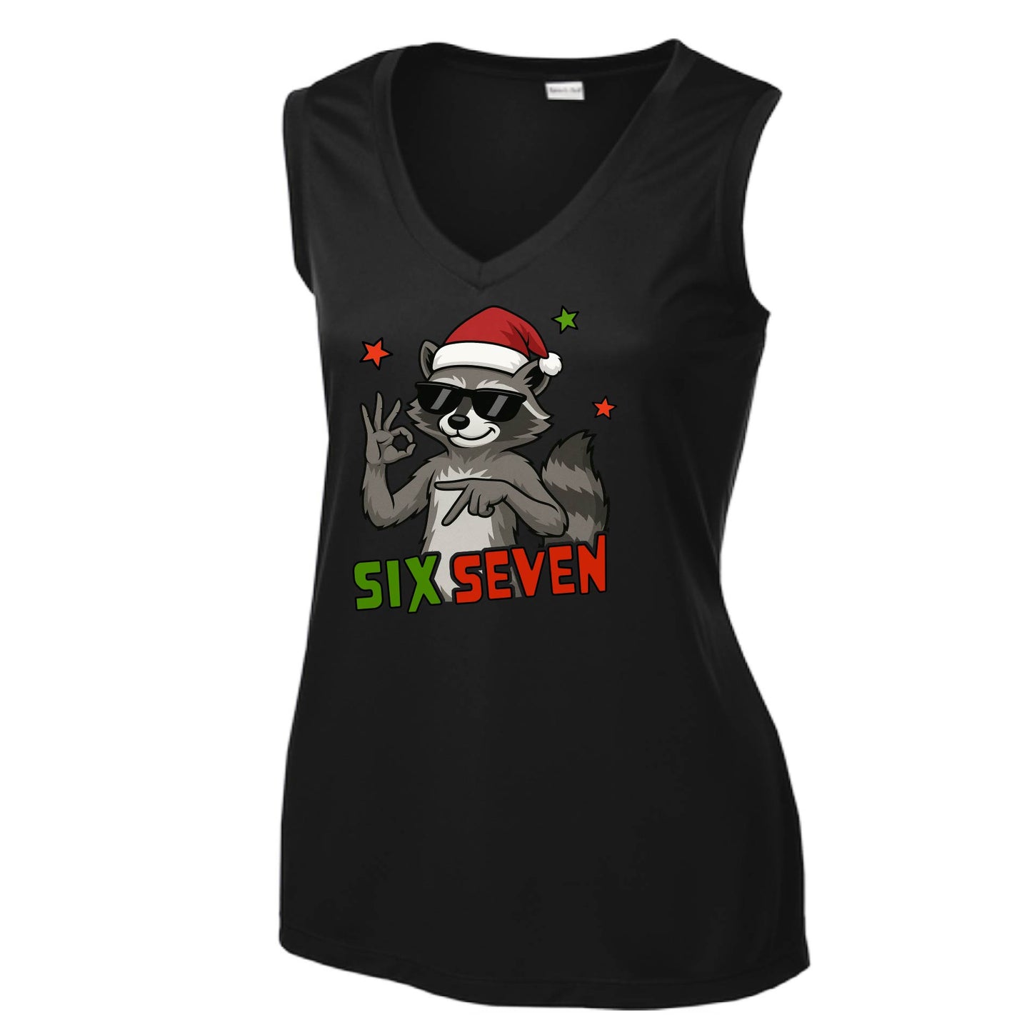 67 Raccoon | Women’s Sleeveless Athletic Performance T-Shirt | 100% Polyester
