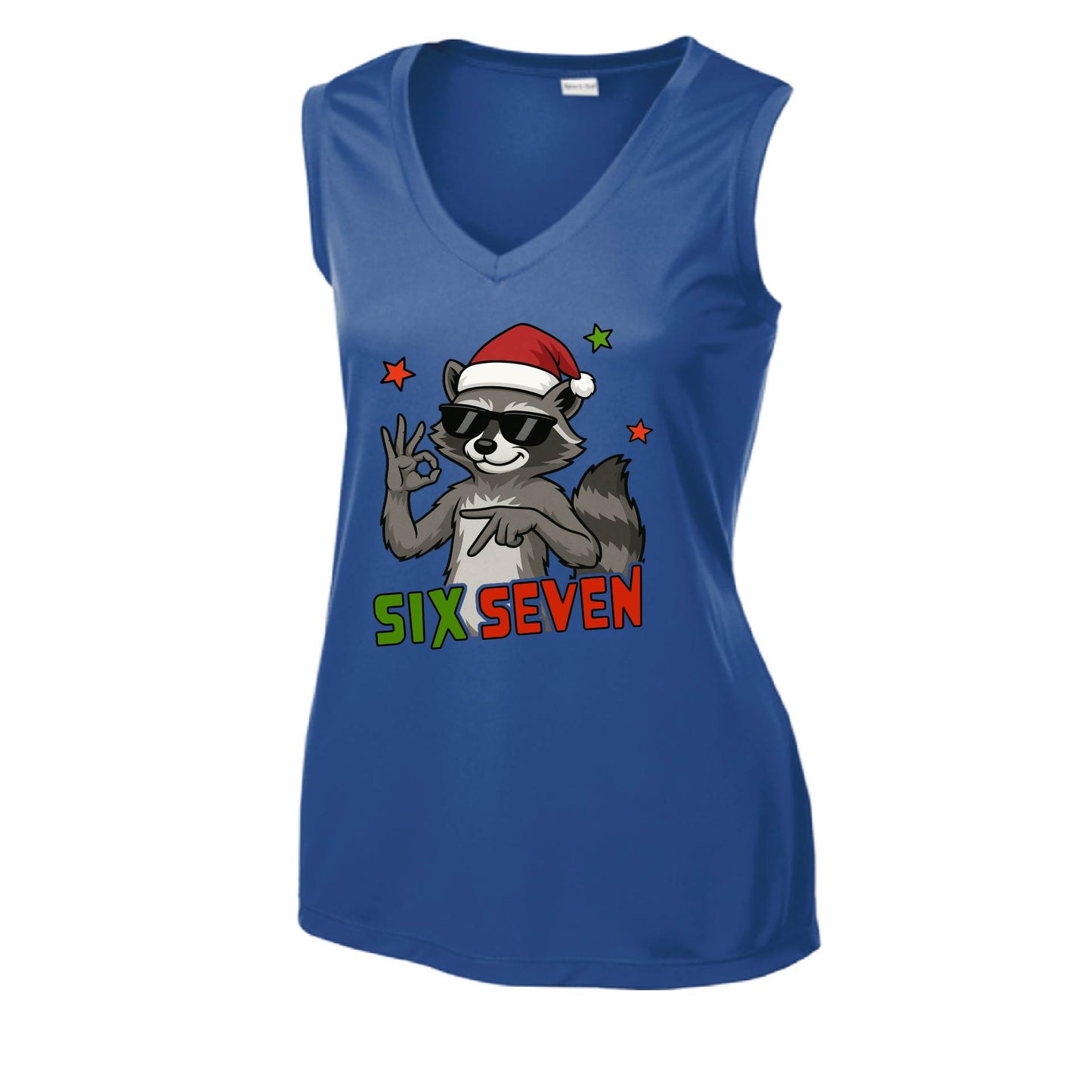 67 Raccoon | Women’s Sleeveless Athletic Performance T-Shirt | 100% Polyester