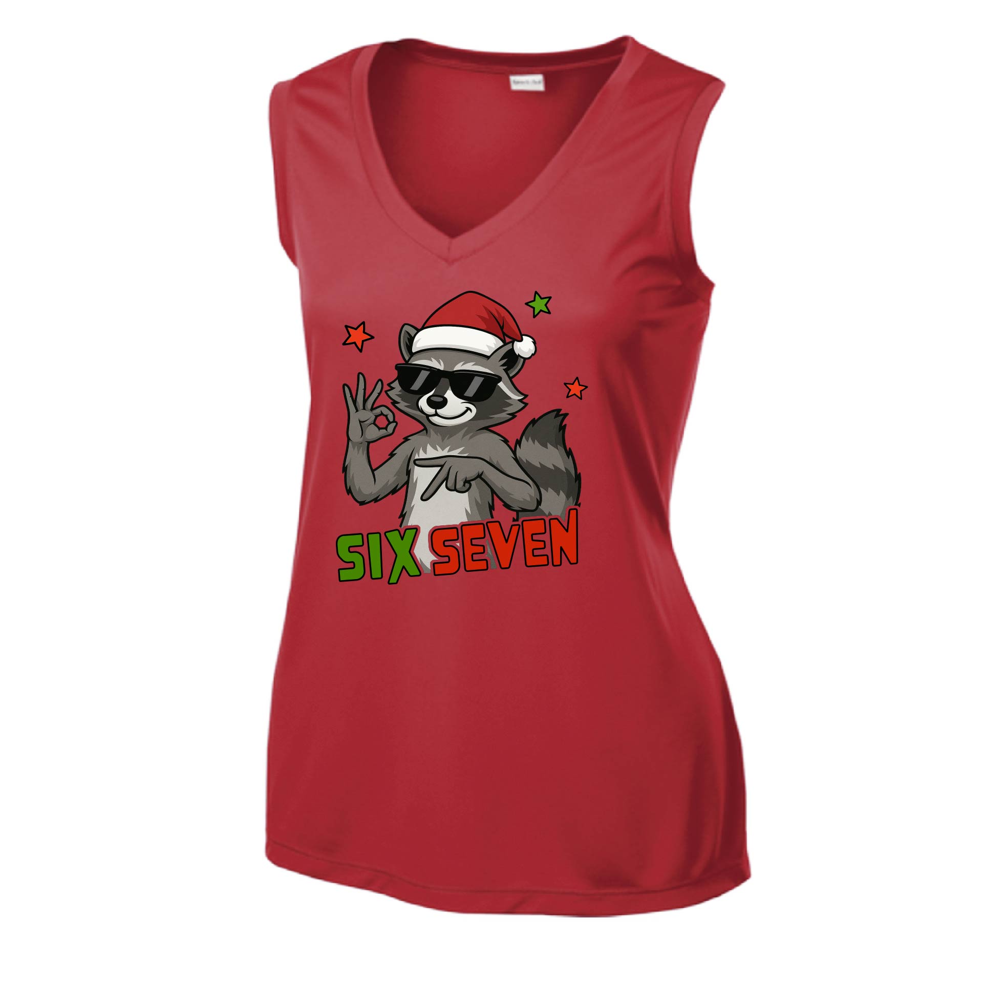 67 Raccoon | Women’s Sleeveless Athletic Performance T-Shirt | 100% Polyester