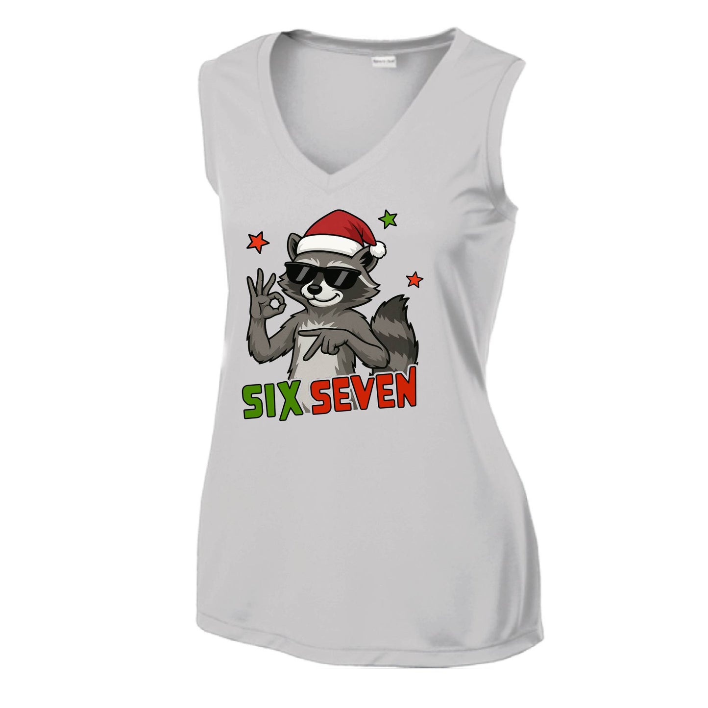 67 Raccoon | Women’s Sleeveless Athletic Performance T-Shirt | 100% Polyester