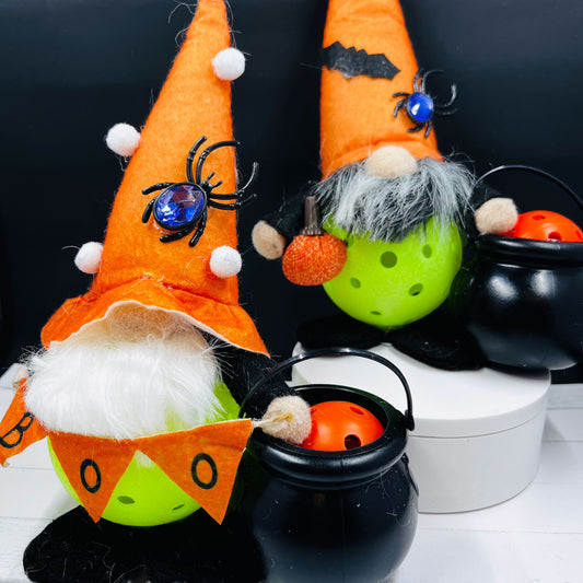 Halloween Pickleball Gnomes With Pickleball Bubbling Cauldron | Pickleball Halloween Gifts And Decor