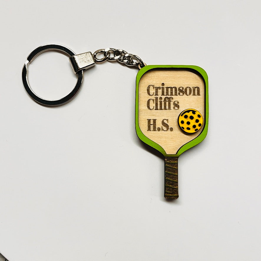 Set of 10 Crimson Cliffs Custom Pickleball Paddle Keychain, Personalized Balsa Wood Keychain, Pickleball Player Gift, Pickleball Team Gift, Paddle Bag Charm