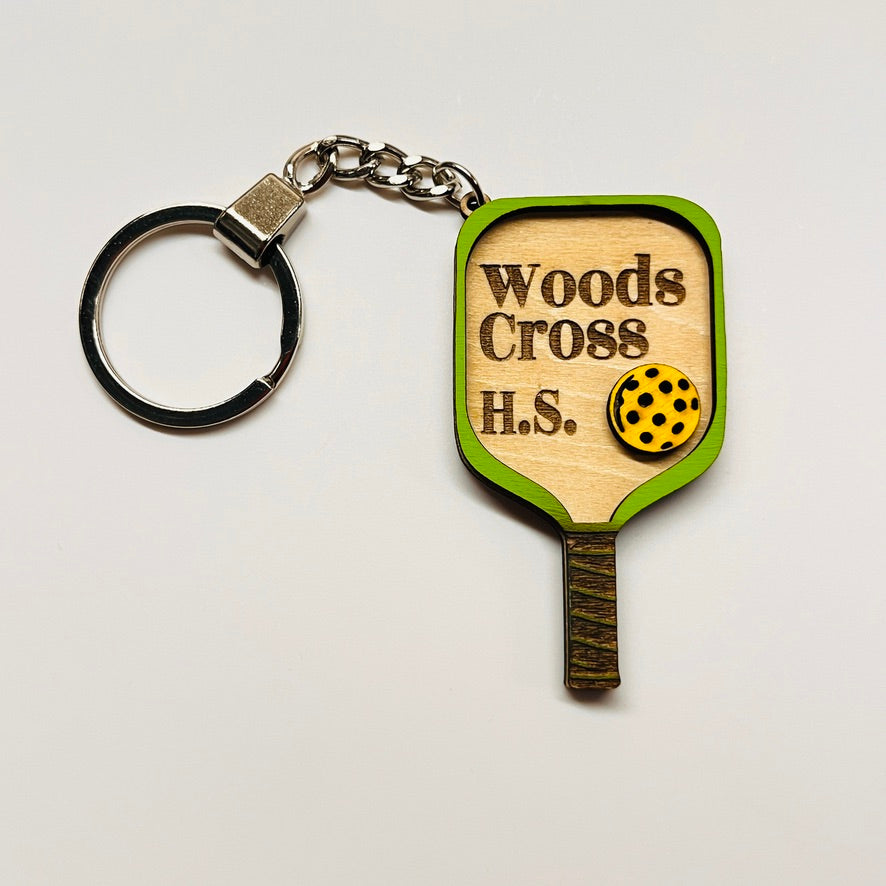 Set of 10 Woods Cross Custom Pickleball Paddle Keychain, Personalized Balsa Wood Keychain, Pickleball Player Gift, Pickleball Team Gift, Paddle Bag Charm