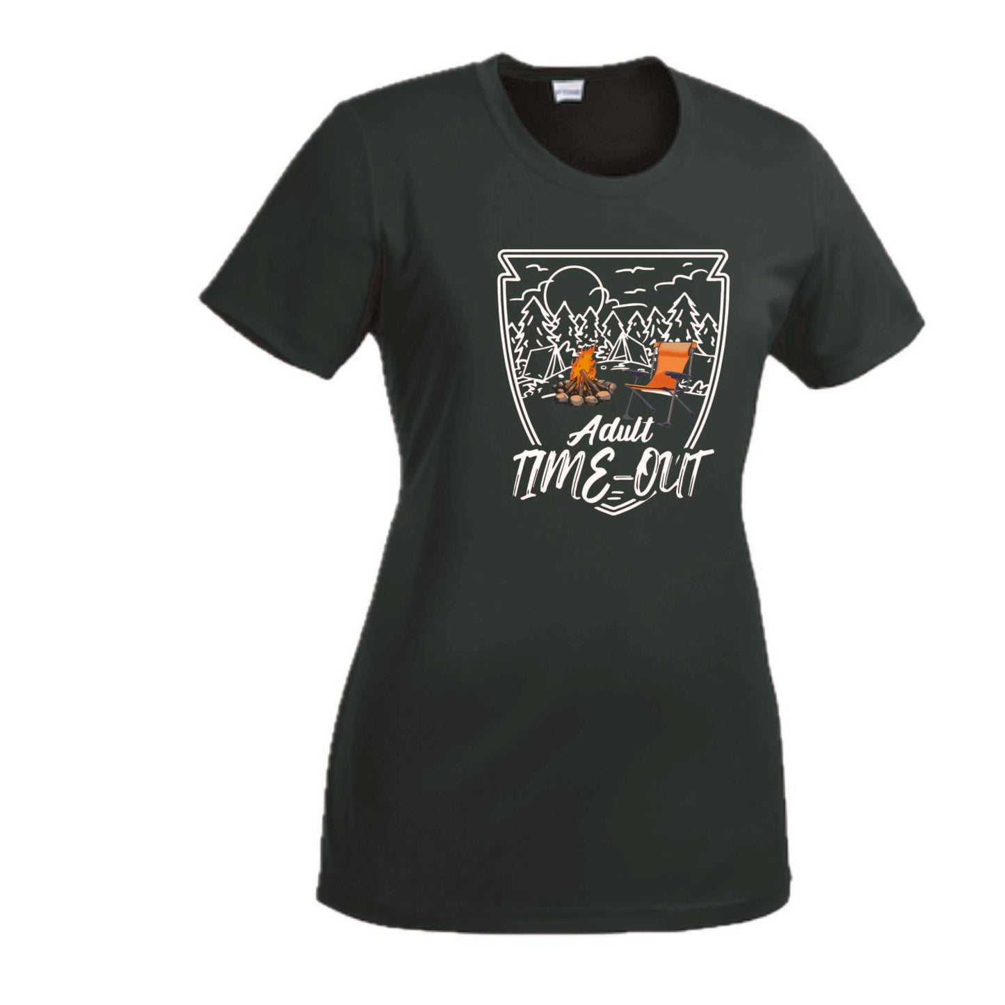Adult Time Out | Women’s Short Sleeve Crewneck Camping T-Shirts | 100% Polyester