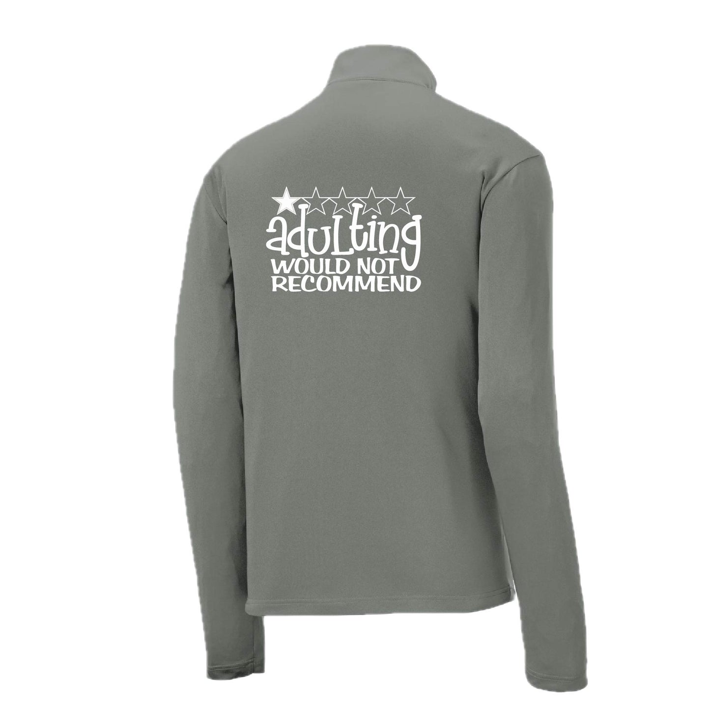 Adulting 1 Star Would Not Recommend | Men's 1/4 Zip Long Sleeve Pullover Athletic Performance Shirt | 100% Polyester