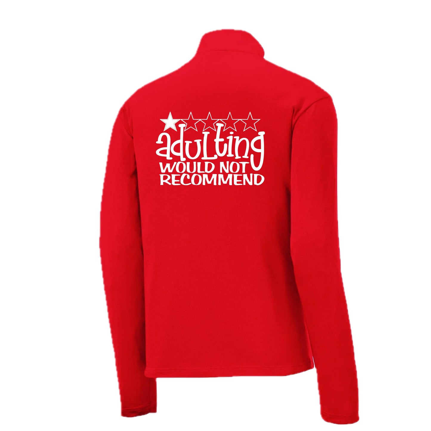 Adulting 1 Star Would Not Recommend | Men's 1/4 Zip Long Sleeve Pullover Athletic Performance Shirt | 100% Polyester