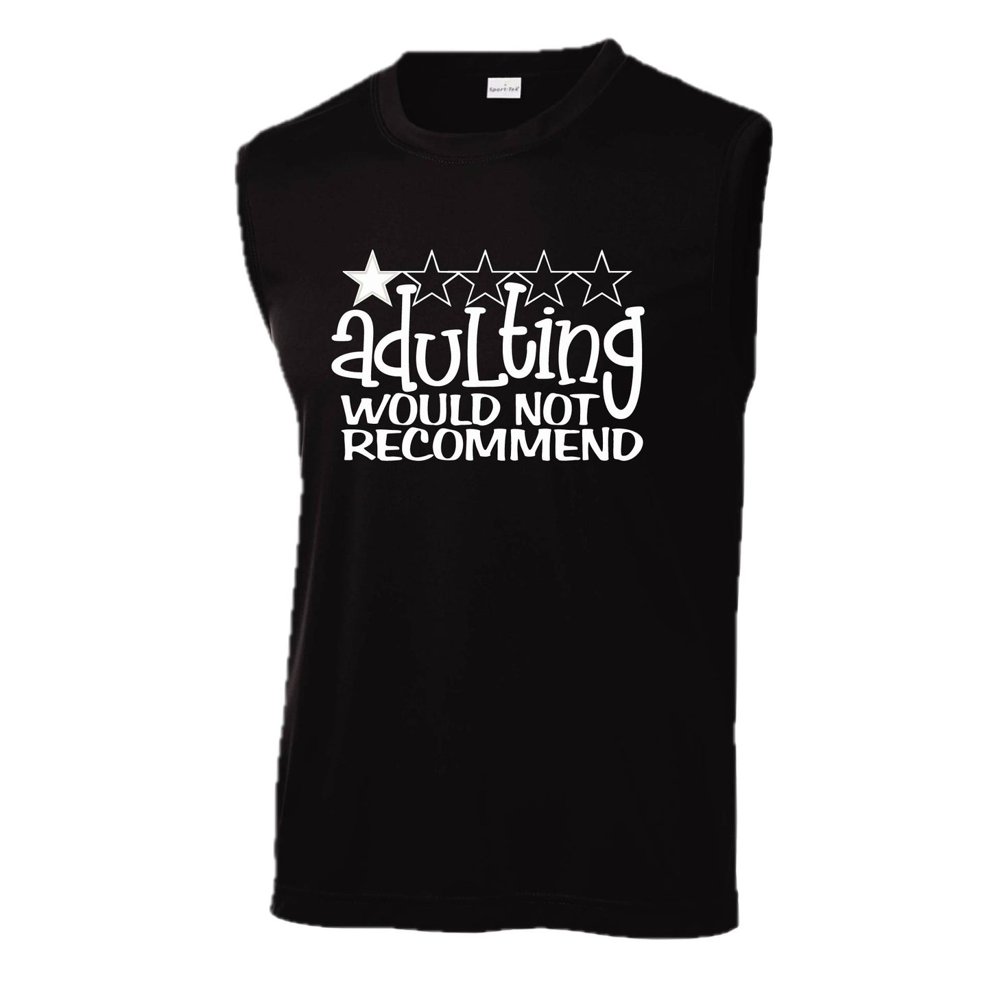 Adulting 1 Star Would Not Recommend | Men's Sleeveless Athletic Performance T-Shirt | 100% Polyester
