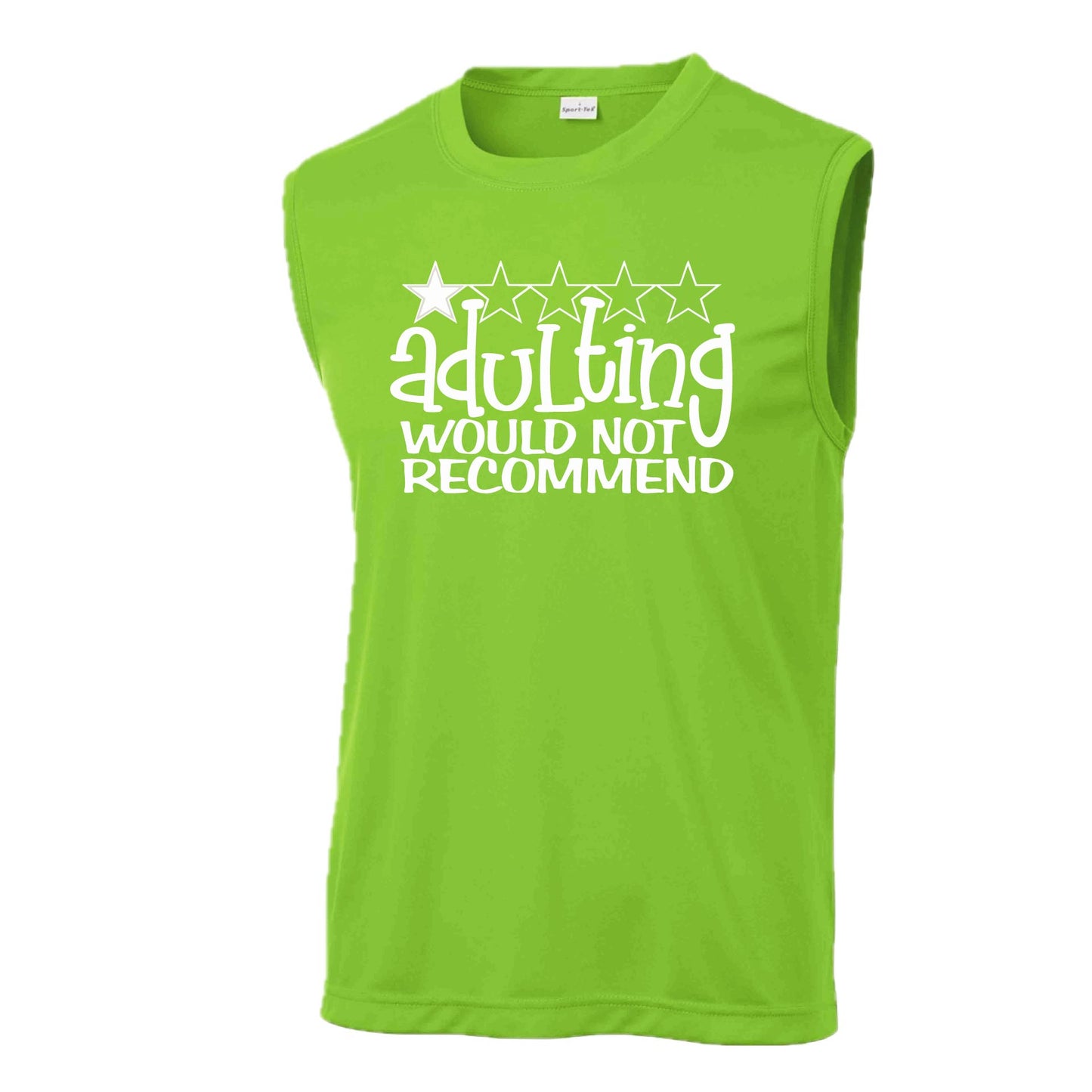 Adulting 1 Star Would Not Recommend | Men's Sleeveless Athletic Performance T-Shirt | 100% Polyester