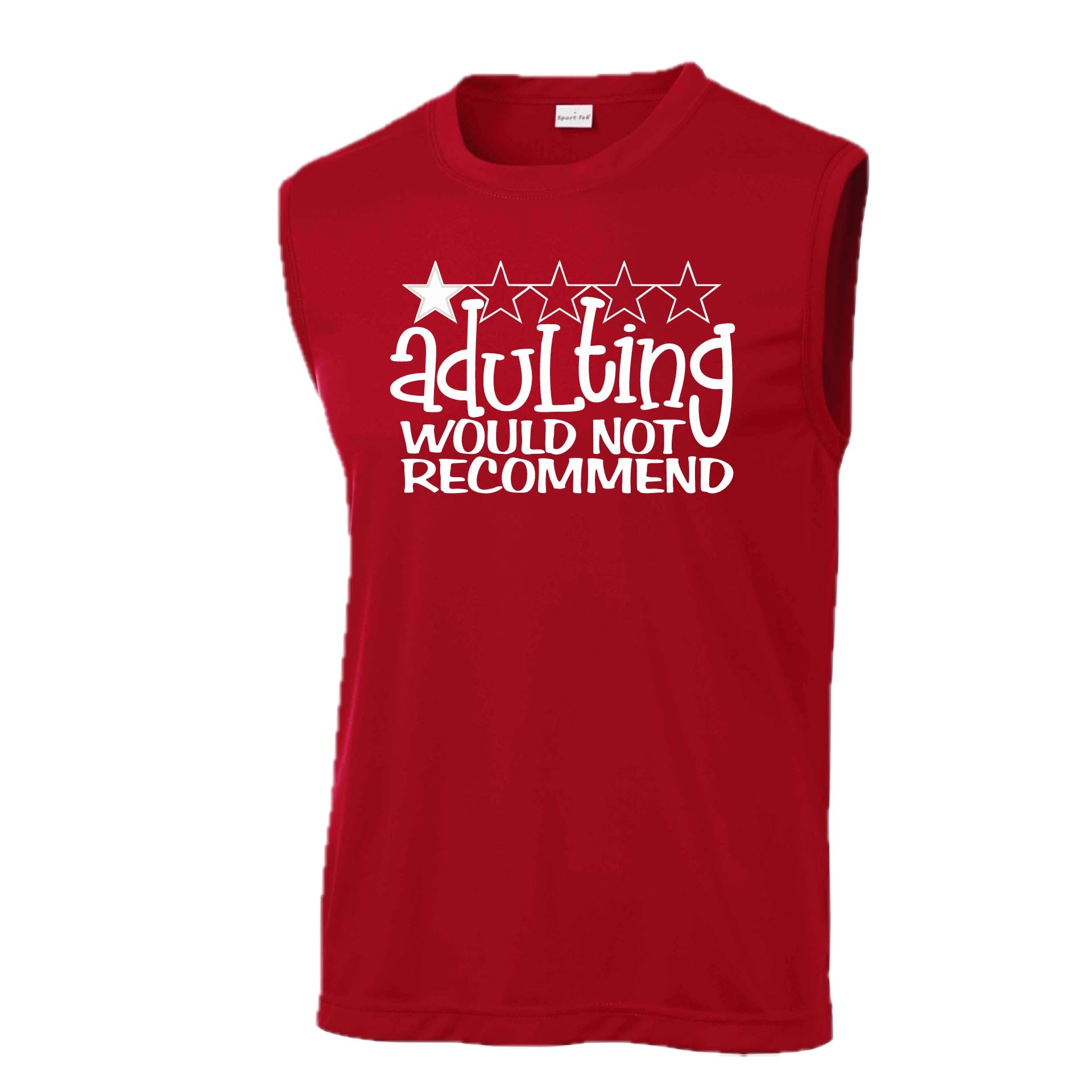 Adulting 1 Star Would Not Recommend | Men's Sleeveless Athletic Performance T-Shirt | 100% Polyester