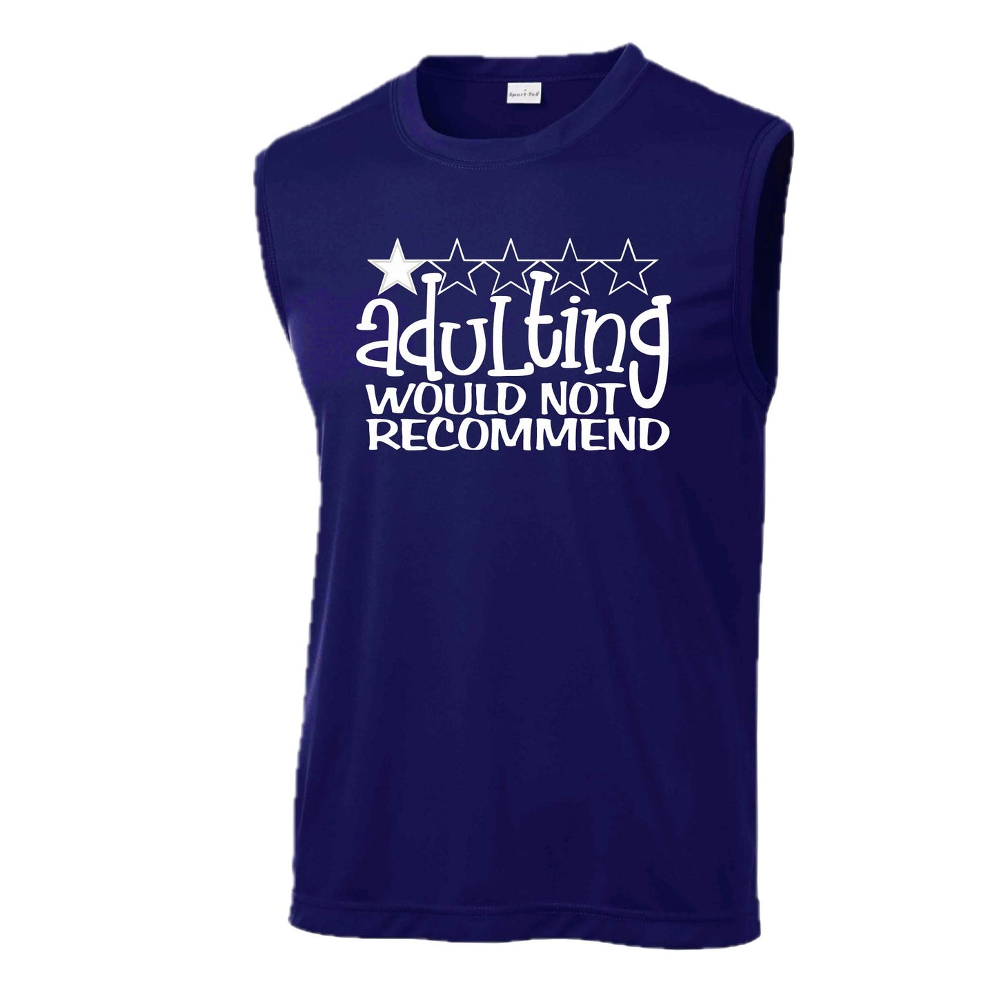Adulting 1 Star Would Not Recommend | Men's Sleeveless Athletic Performance T-Shirt | 100% Polyester