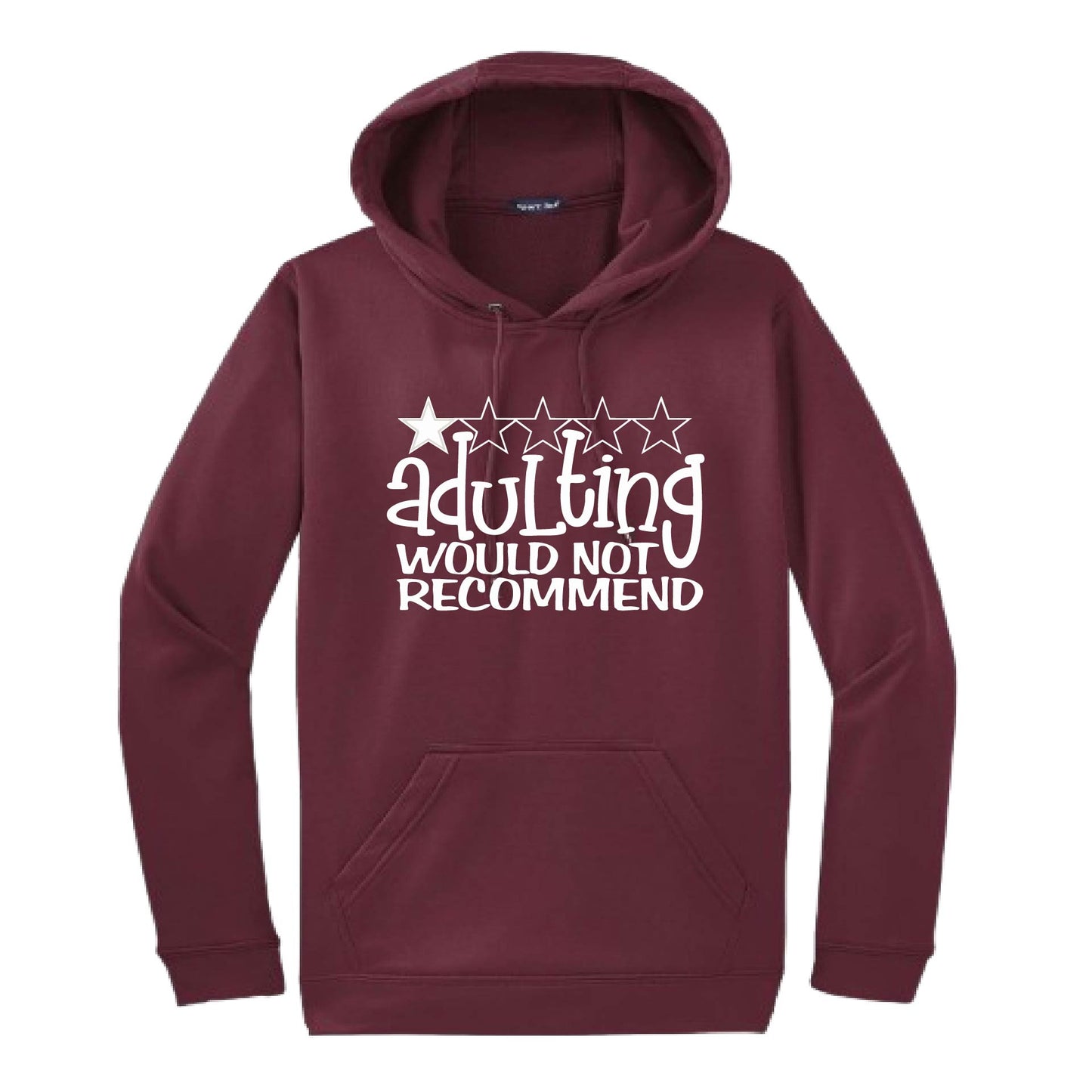 Adulting 1 Star Would Not Recommend | Unisex Hoodie Athletic Sweatshirt | 50% Cotton/50% Polyester