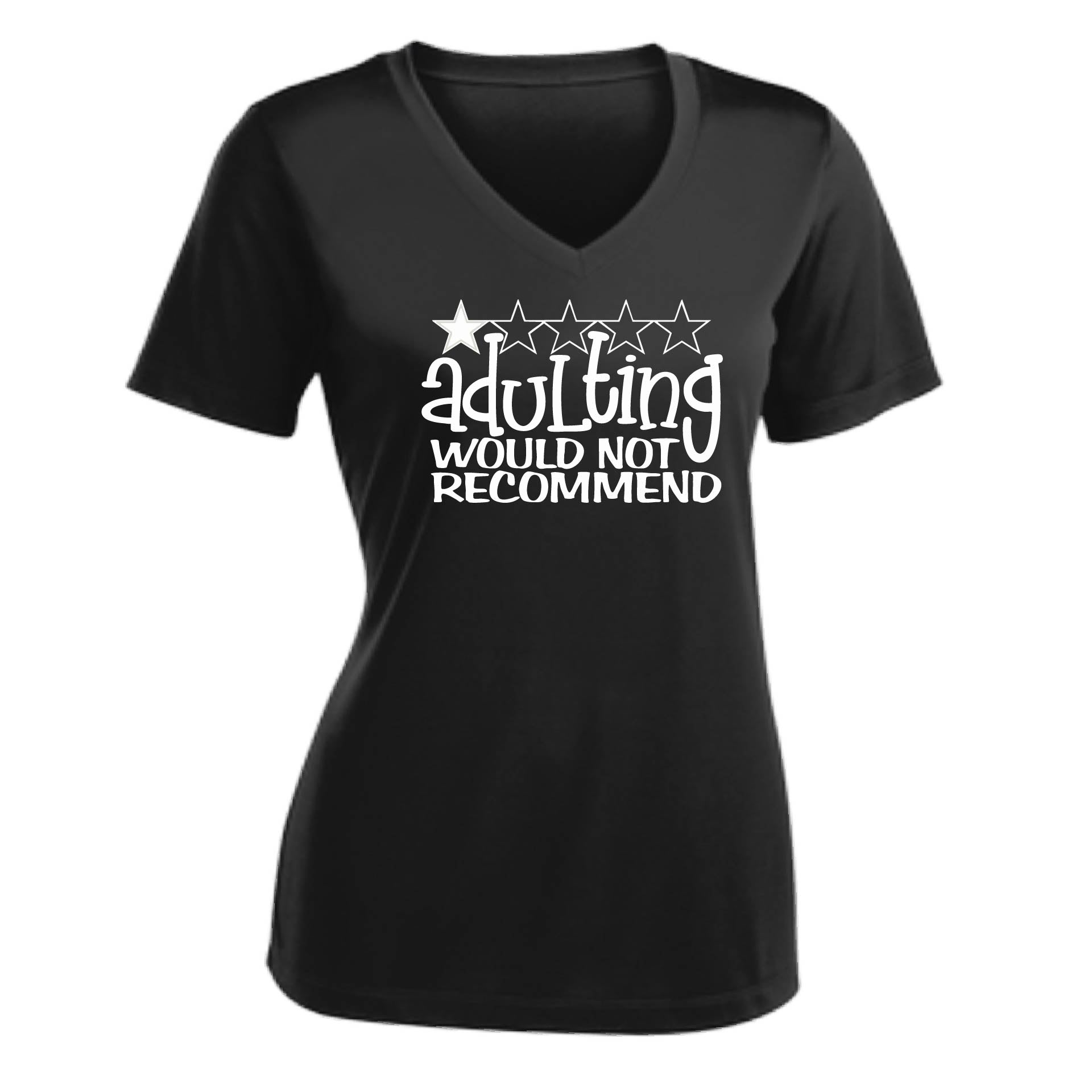 Adulting 1 Star Would Not Recommend | Women's Short Sleeve V-Neck Performance T-Shirts | 100% Polyester