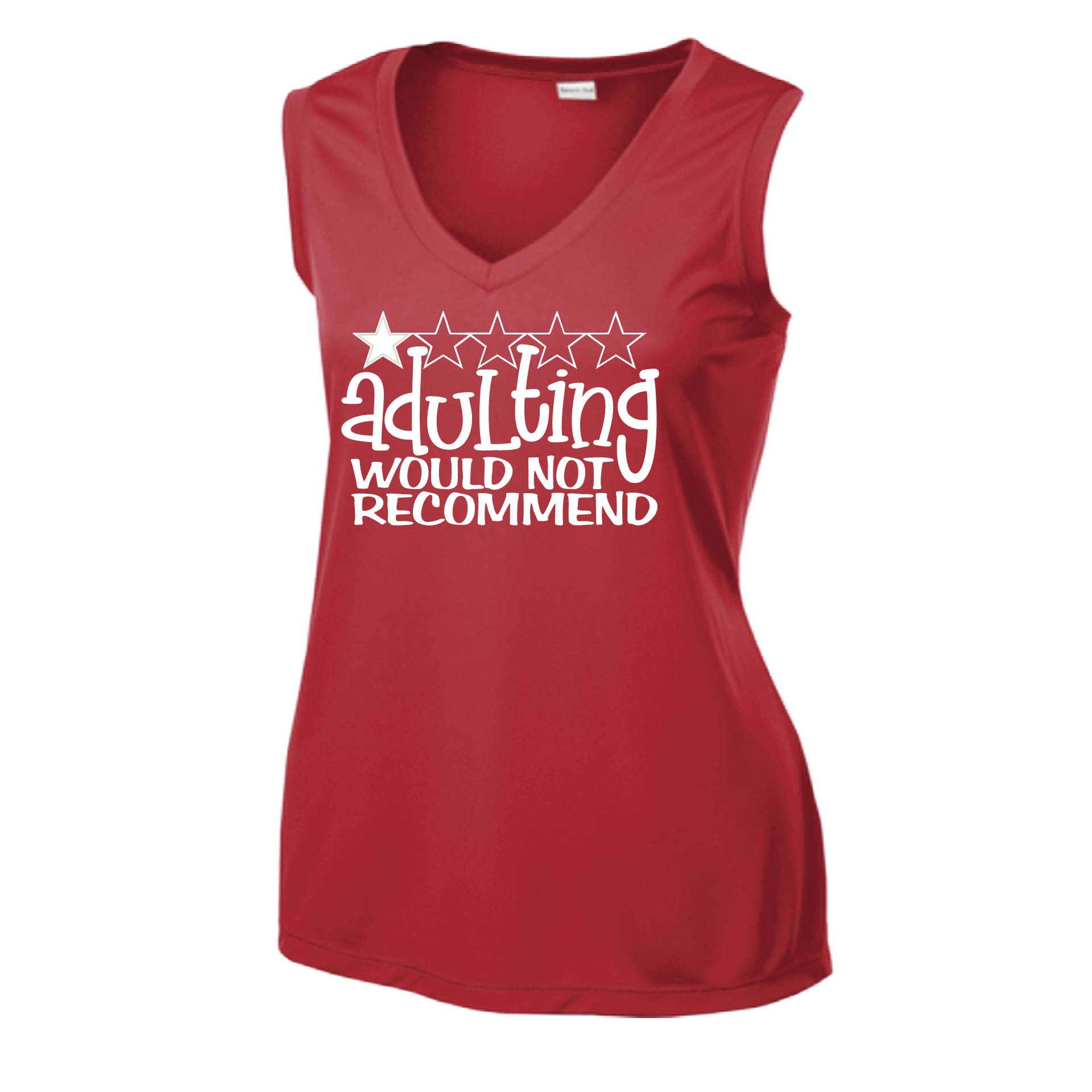 Adulting 1 Star Would Not Recommend | Women’s Sleeveless Athletic Performance T-Shirt | 100% Polyester