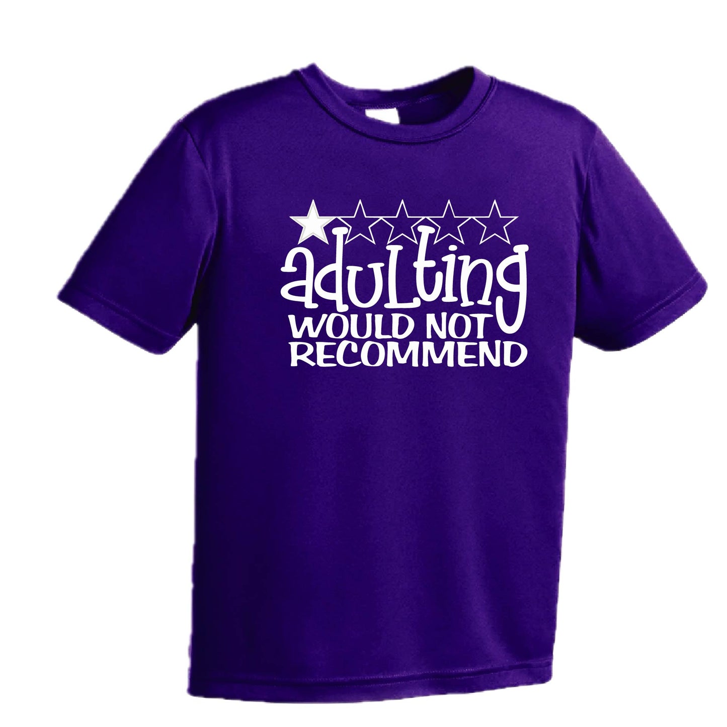 Adulting 1 Star Would Not Recommend | Youth Short Sleeve Performance T-Shirts | 100% Polyester