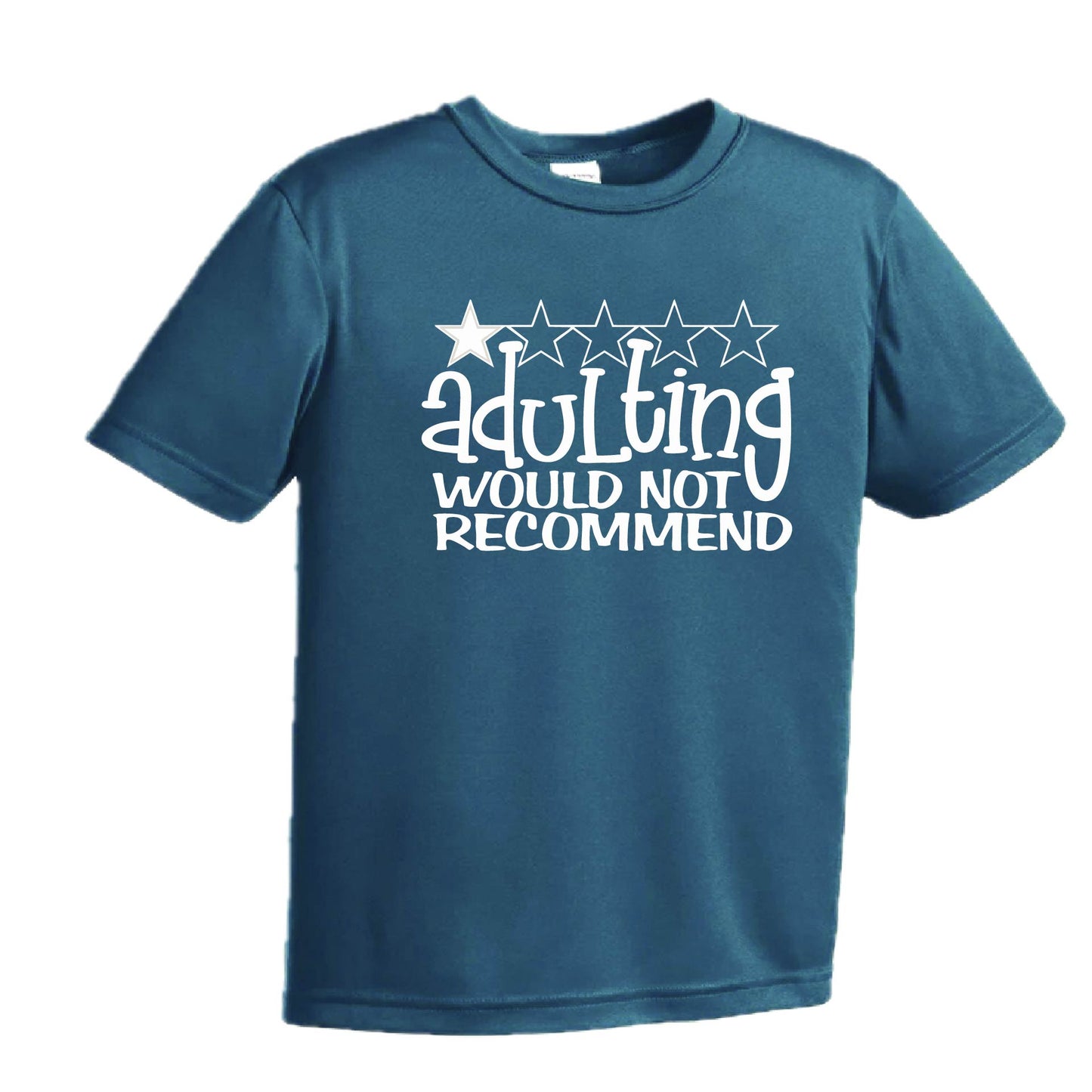 Adulting 1 Star Would Not Recommend | Youth Short Sleeve Performance T-Shirts | 100% Polyester