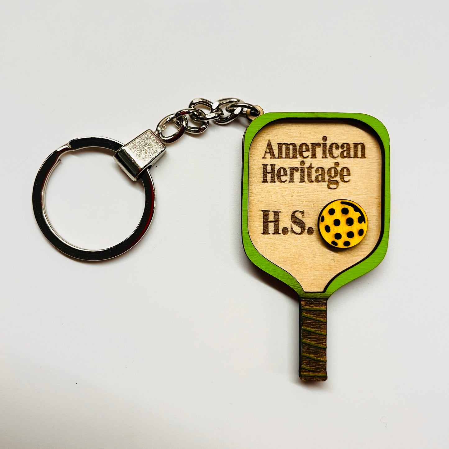 Set of 10 American Heritage Custom Pickleball Paddle Keychain Personalized Balsa Wood Keychain Pickleball Player Gift Pickleball Team Gift Paddle Bag Charm