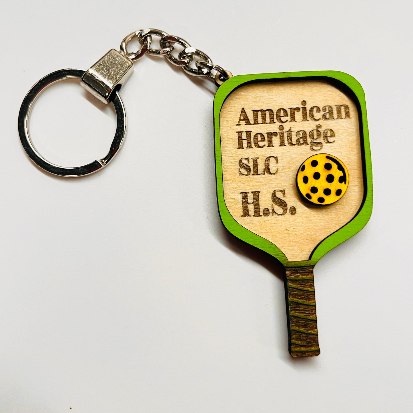 Set of 10 American Heritage SLC Custom Pickleball Paddle Keychain Personalized Balsa Wood Keychain Pickleball Player Gift Pickleball Team Gift Paddle Bag Charm