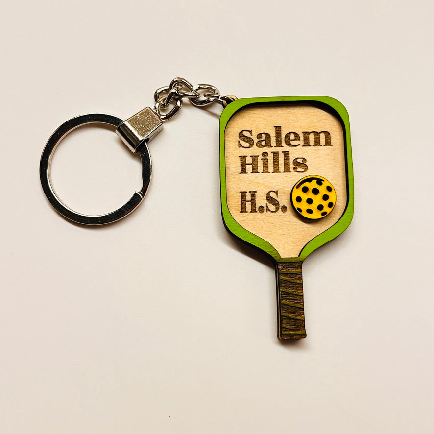 Set of 10 Salem Hills Custom Pickleball Paddle Keychain, Personalized Balsa Wood Keychain, Pickleball Player Gift, Pickleball Team Gift, Paddle Bag Charm