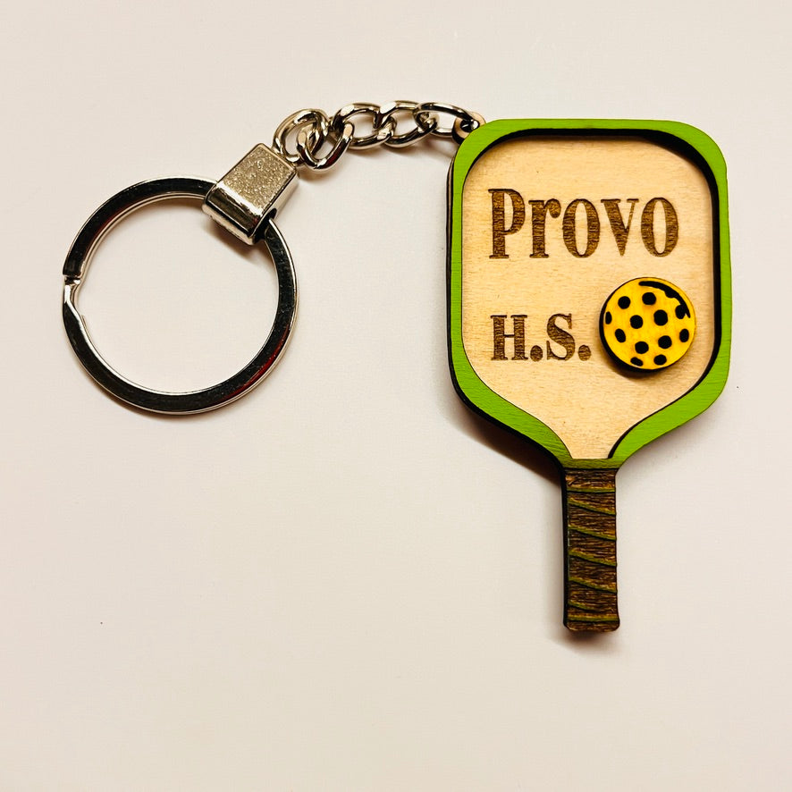 Set of 10 Provo Custom Pickleball Paddle Keychain, Personalized Balsa Wood Keychain, Pickleball Player Gift, Pickleball Team Gift, Paddle Bag Charm