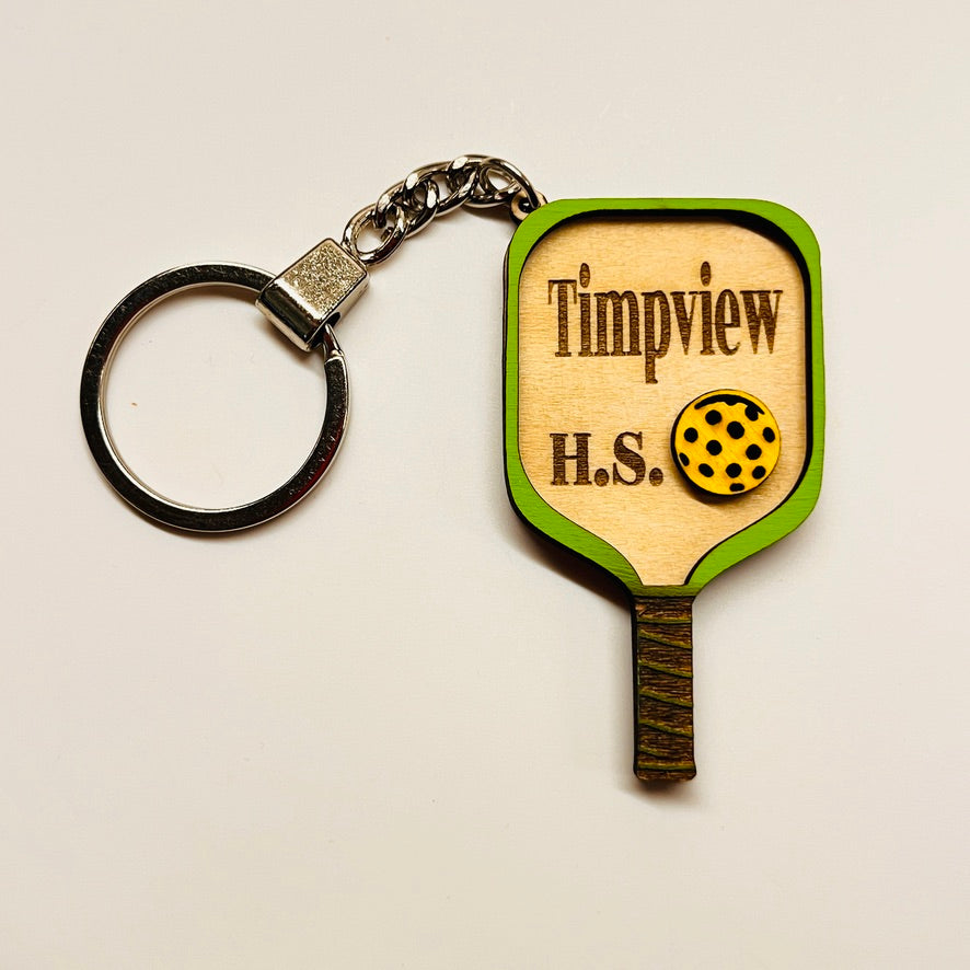 Set of 10 Timpview Custom Pickleball Paddle Keychain, Personalized Balsa Wood Keychain, Pickleball Player Gift, Pickleball Team Gift, Paddle Bag Charm