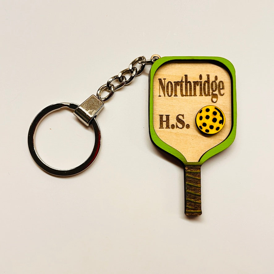 Set of 10 Northridge Custom Pickleball Paddle Keychain, Personalized Balsa Wood Keychain, Pickleball Player Gift, Pickleball Team Gift, Paddle Bag Charm