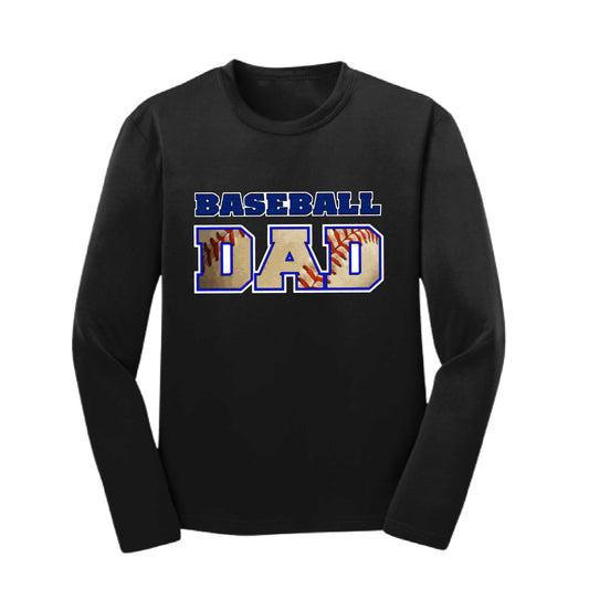 Baseball Dad | Youth Long Sleeve Baseball Performance T-Shirts | 100% Polyester