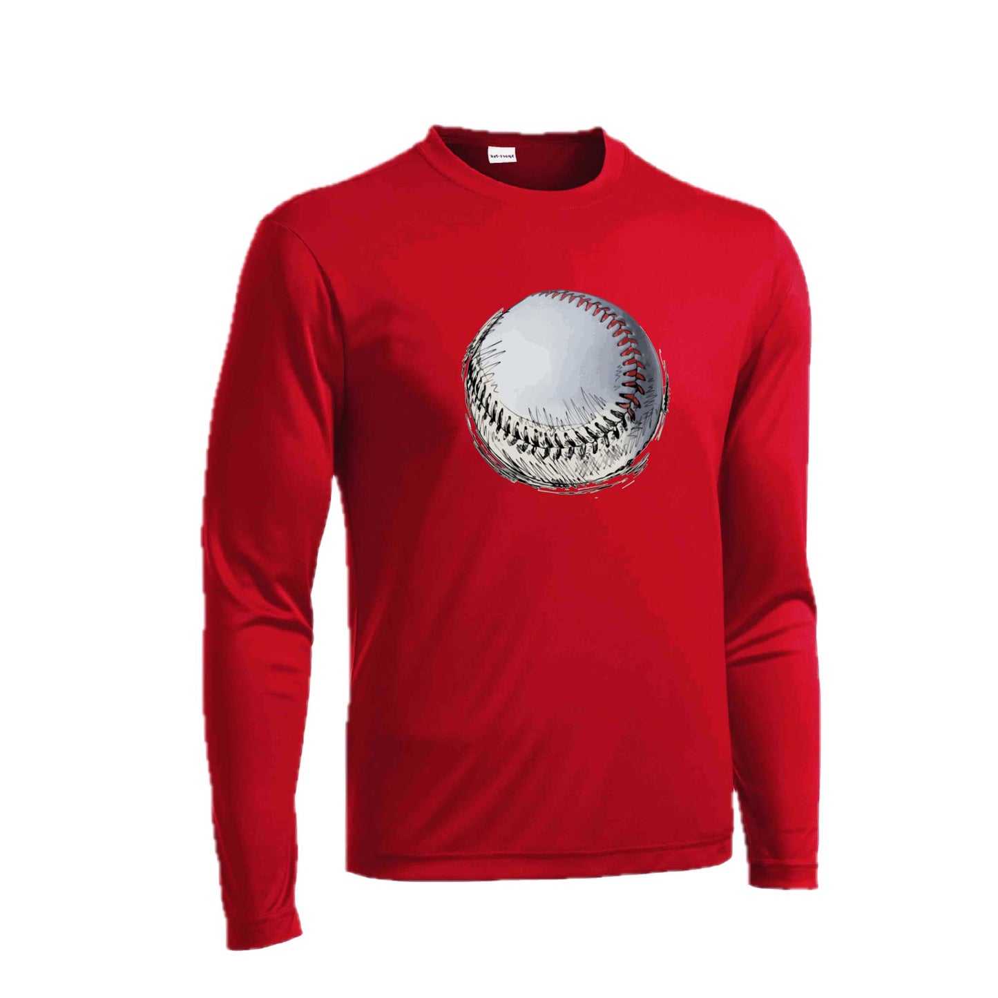 Baseball Sketched | Men's Long Sleeve Athletic Baseball Performance T-Shirt | 100% Polyester