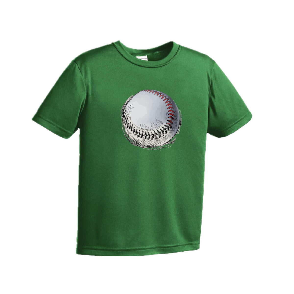 Baseball Sketched | Youth Short Sleeve Baseball Performance T-Shirts | 100% Polyester