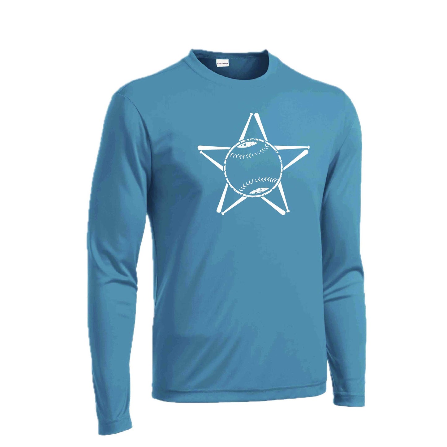 Baseball Star | Men's Long Sleeve Athletic Baseball Performance T-Shirt | 100% Polyester