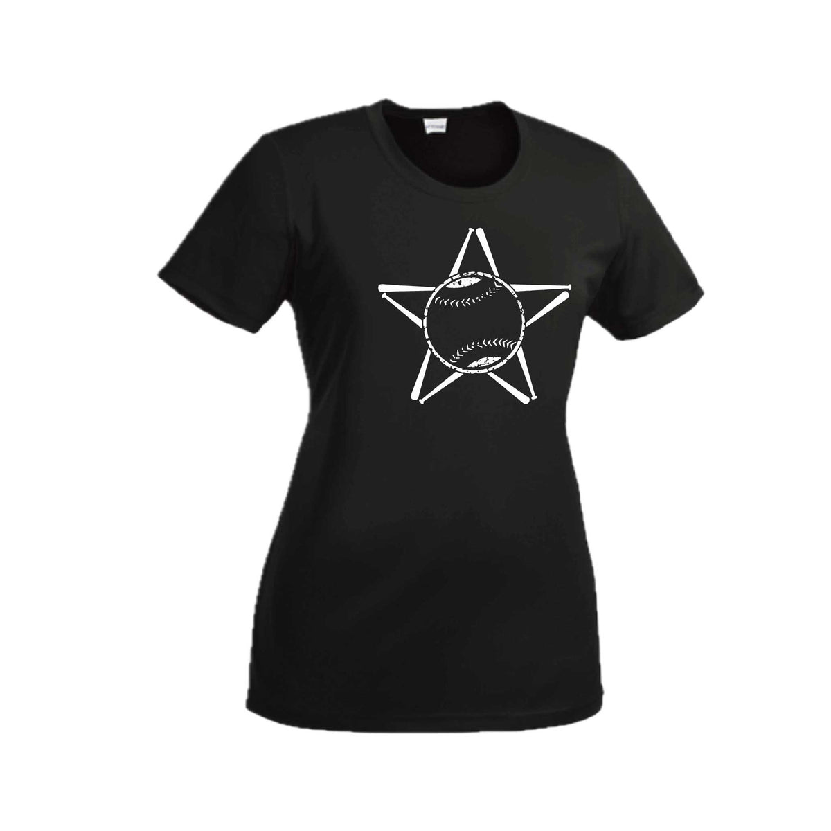 Baseball Star | Women’s Short Sleeve Crewneck Baseball T-Shirts | 100% Polyester
