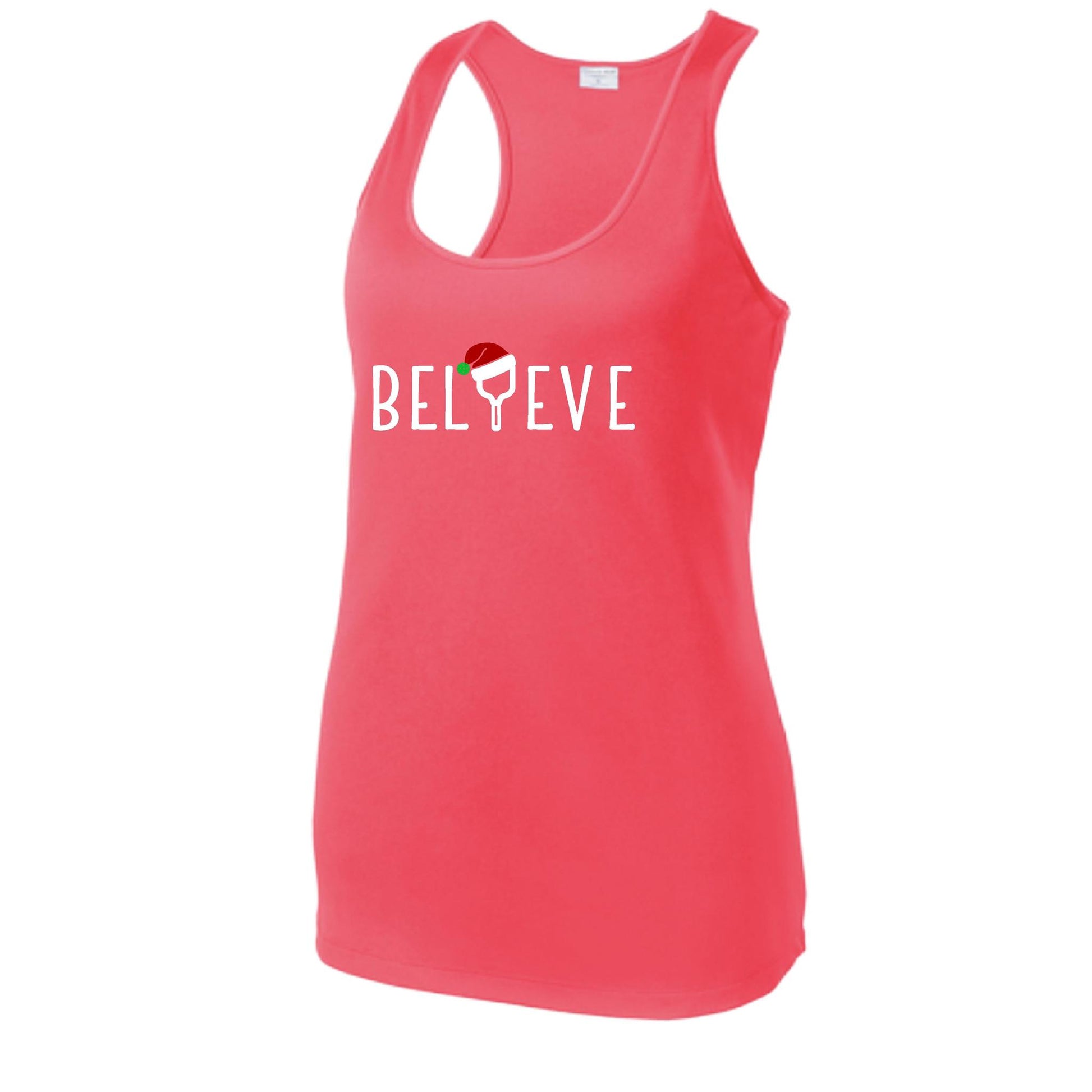 Believe | Women's Racerback Pickleball Performance Tank | 100% Polyester