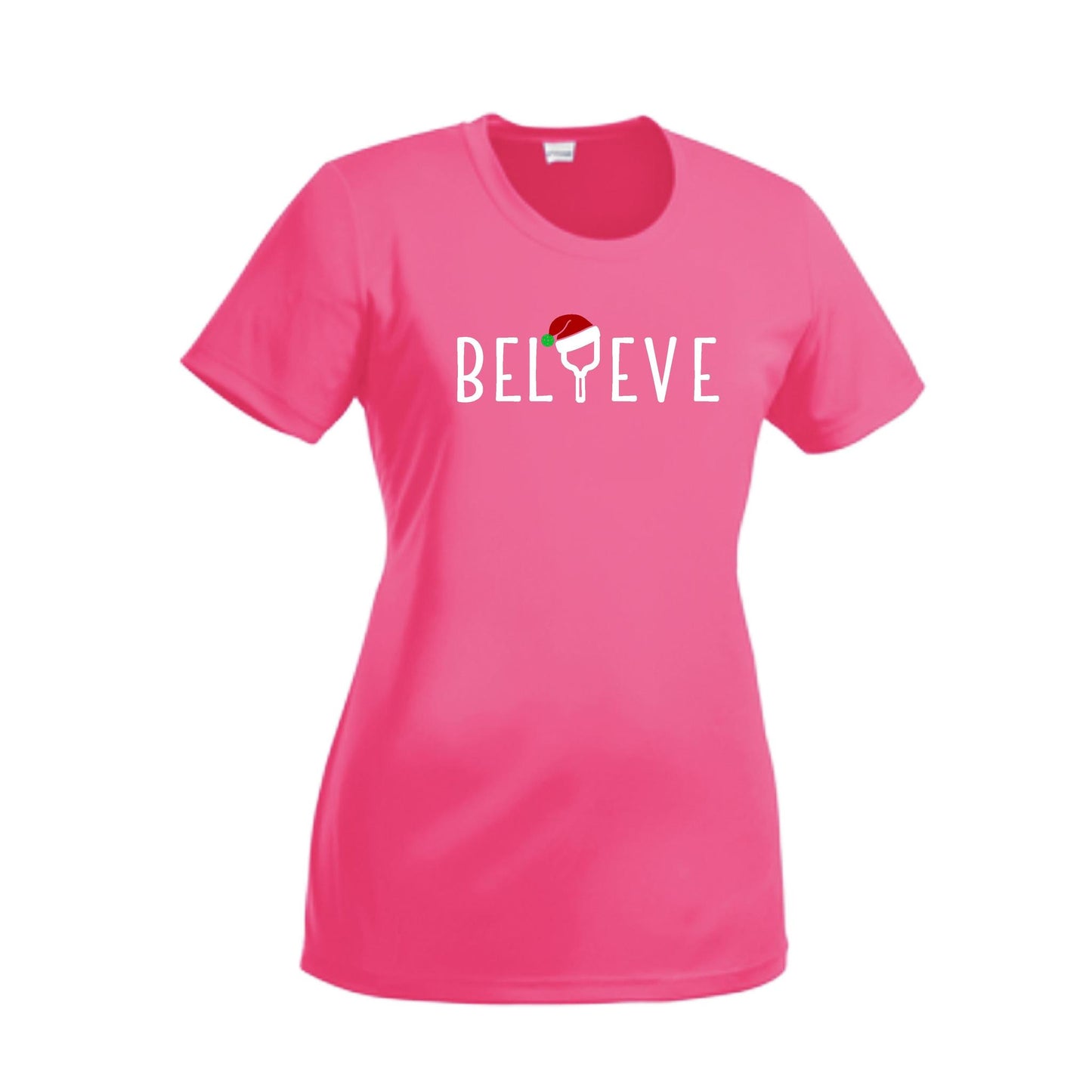 Believe | Women’s Short Sleeve Crewneck Pickleball Performance T-Shirts | 100% Polyester
