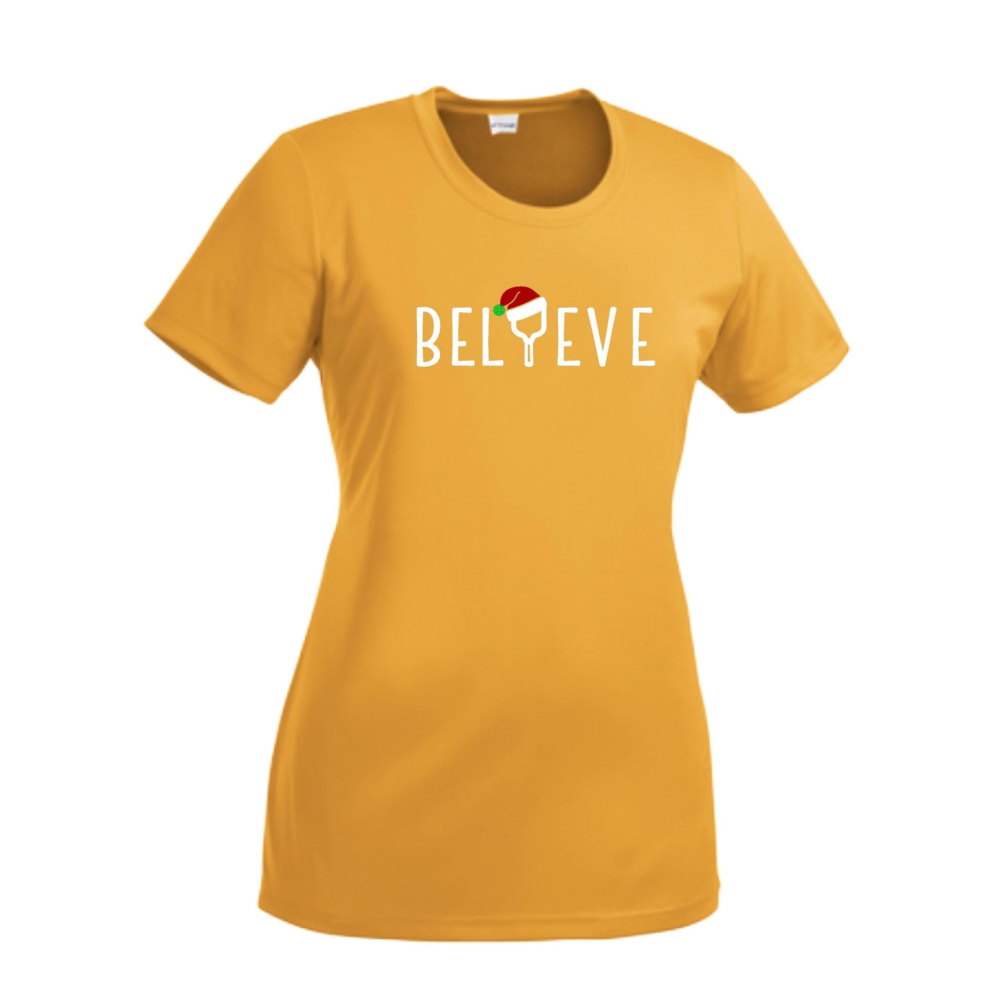 Believe | Women’s Short Sleeve Crewneck Pickleball Performance T-Shirts | 100% Polyester