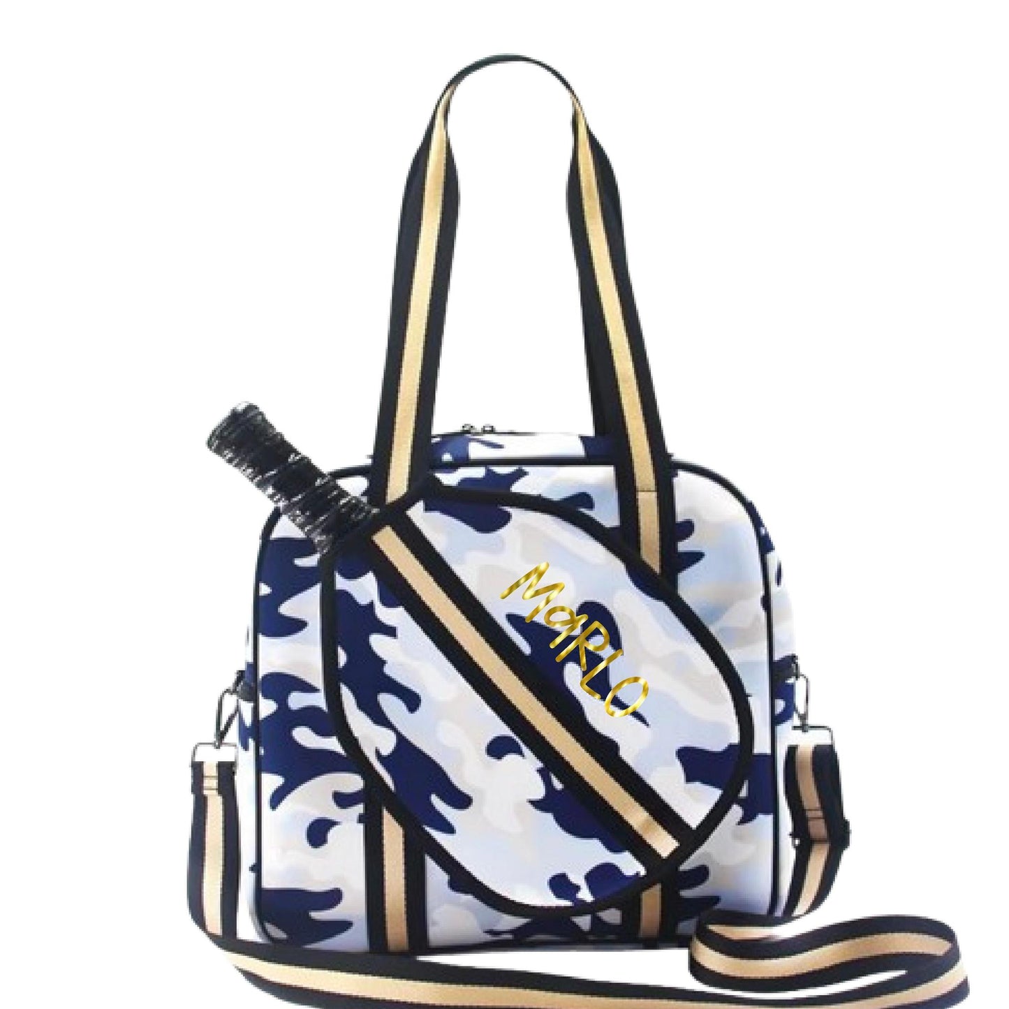 "Blue Splinter" Blue Camo Pickleball Sports Bag (Free Personalization) | Medium Size Court Bag