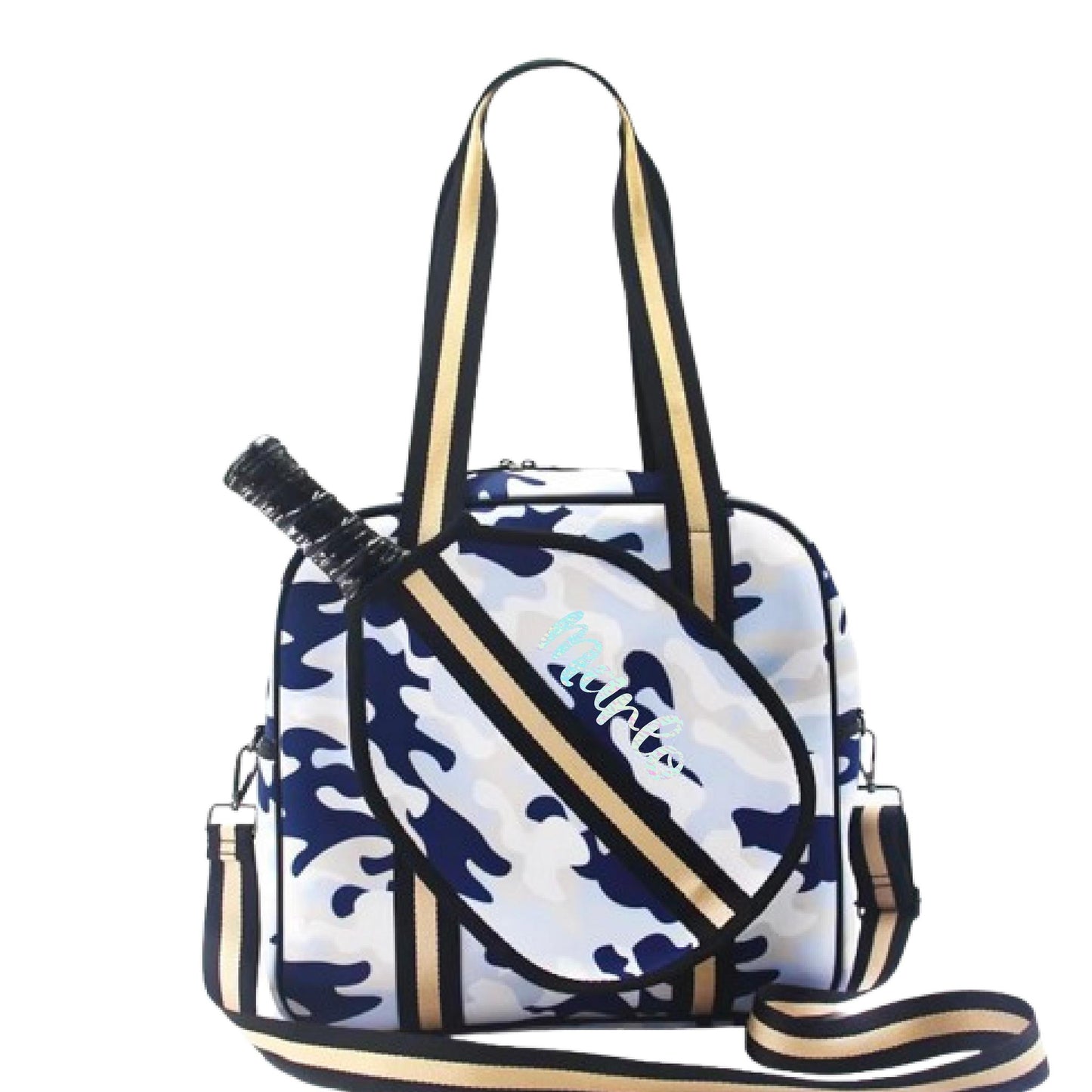 "Blue Splinter" Blue Camo Pickleball Sports Bag (Free Personalization) | Medium Size Court Bag